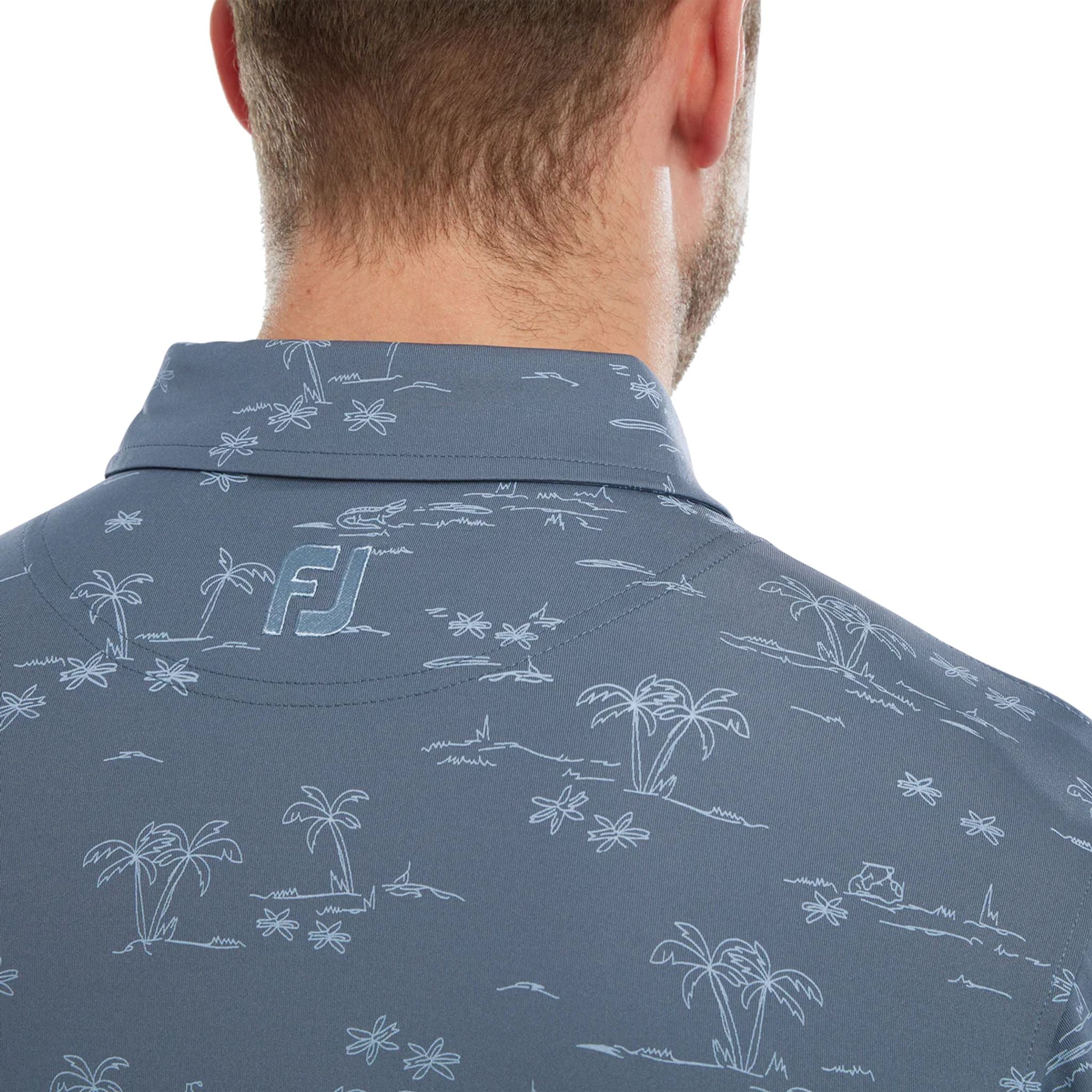 Polo da golf da uomo Footjoy Tropic Golf Lisle Bluestone/Denim