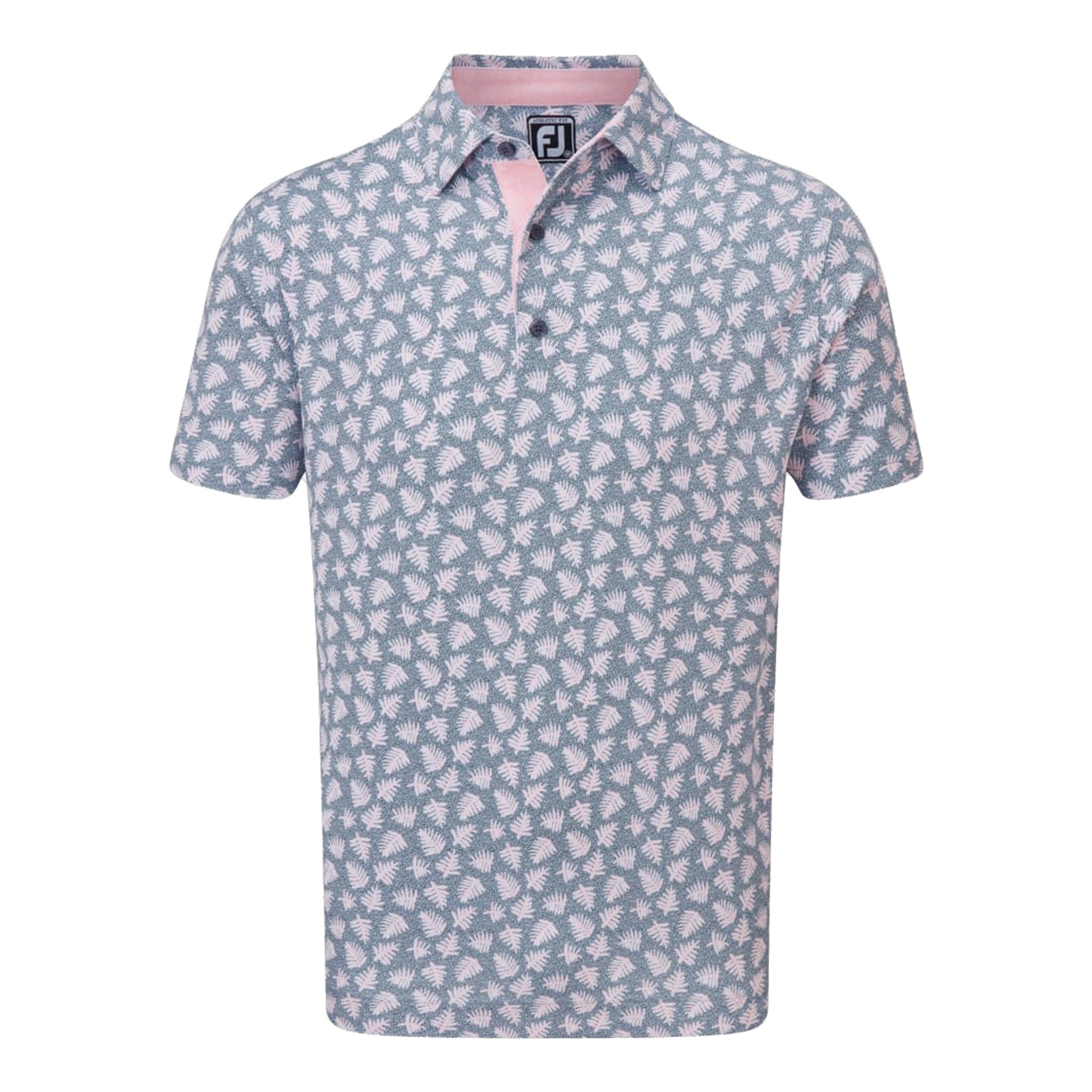 Footjoy M Polo Shadow Palm Print Pique Graphite/Quarzo Rosa Uomo