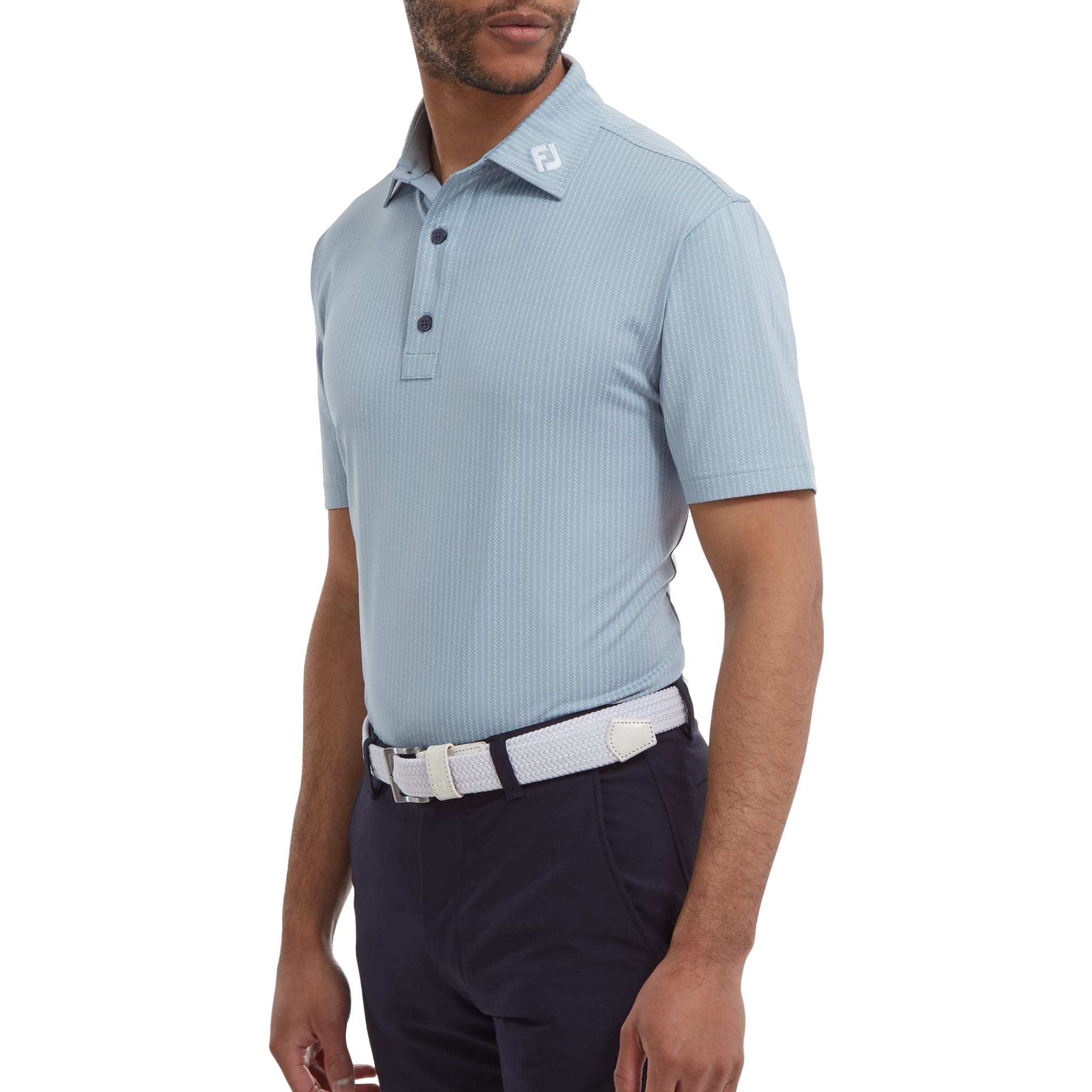 Footjoy Polo Zig-Zag Print Lisle Dove Uomo
