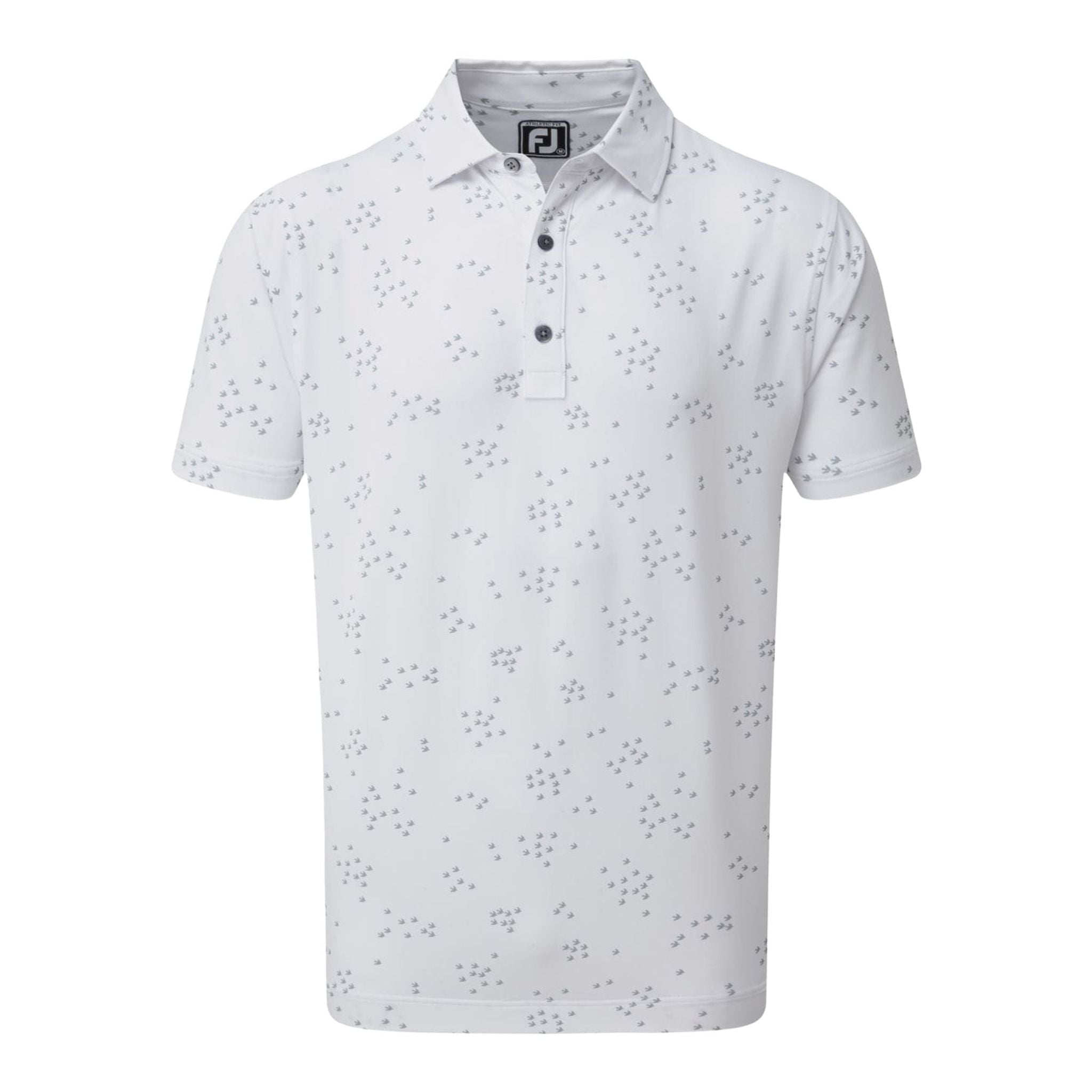 Polo a maniche corte Footjoy M Lisle Flock of Birds bianca/grigia da uomo