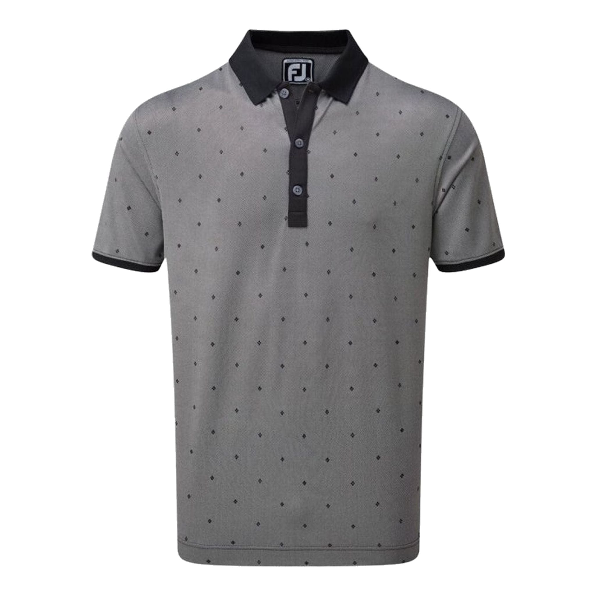 Polo Footjoy M Birdseye Argyle SS nera/bianca da uomo