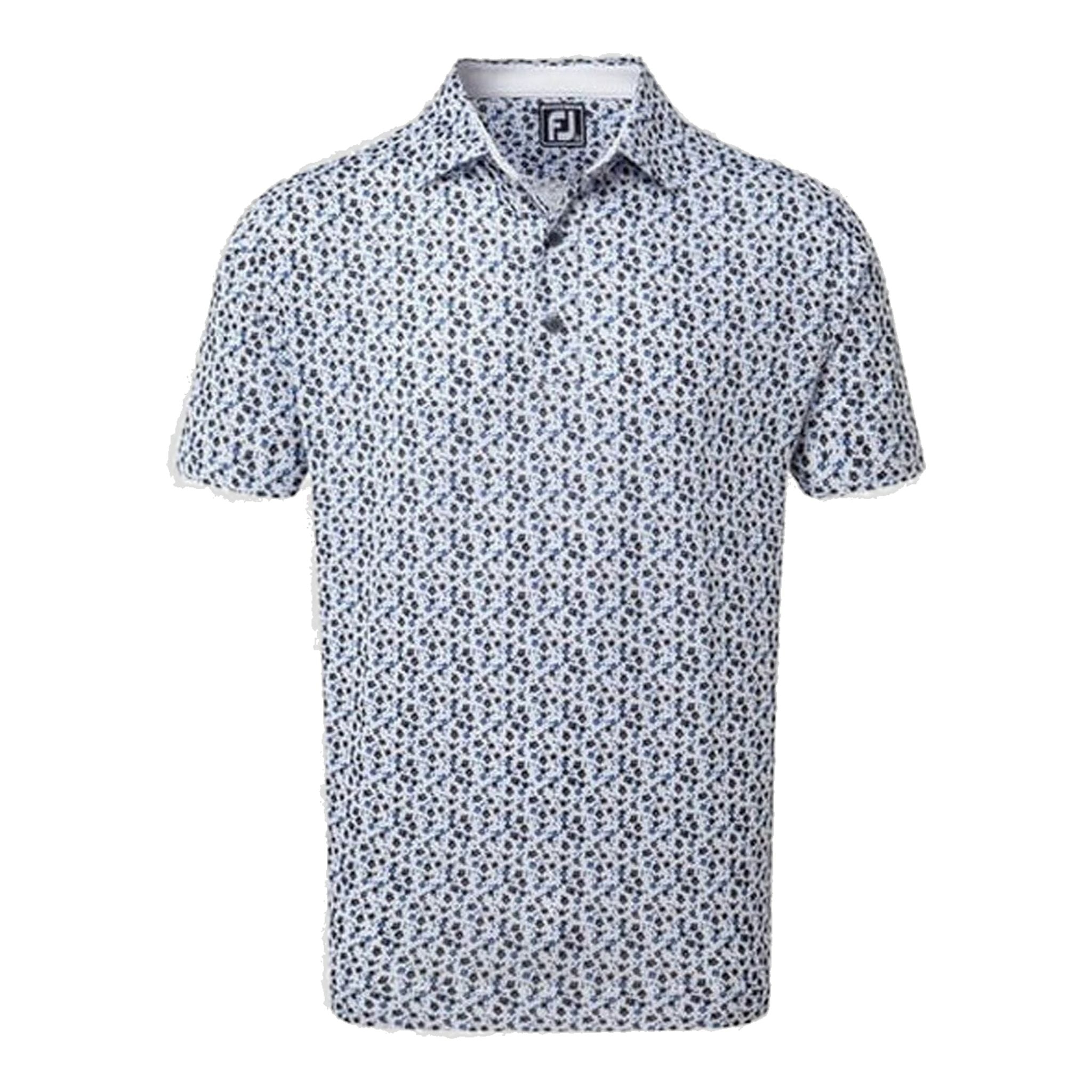 Polo bianca da uomo Footjoy M Lisle Flowerprint SS