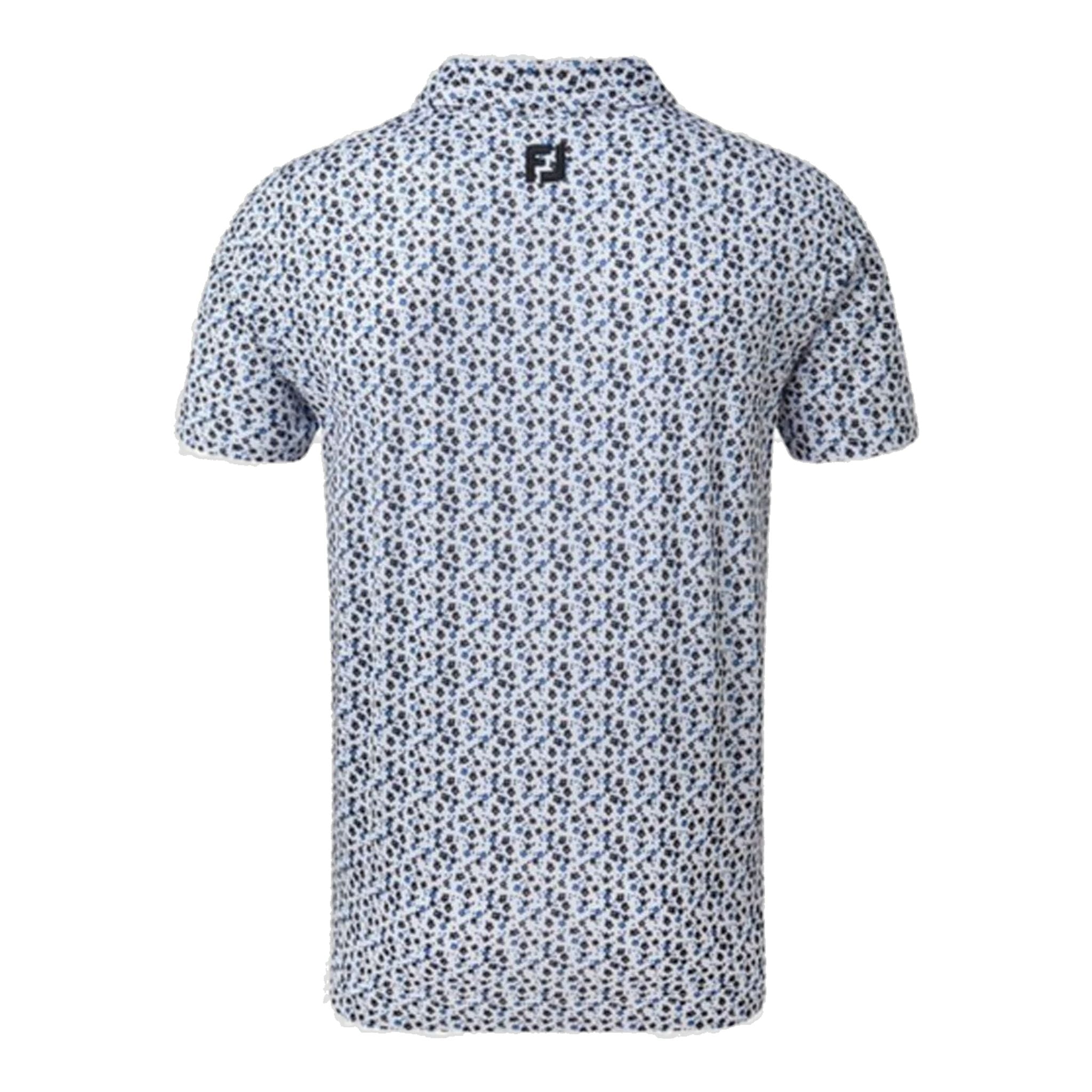 Polo bianca da uomo Footjoy M Lisle Flowerprint SS