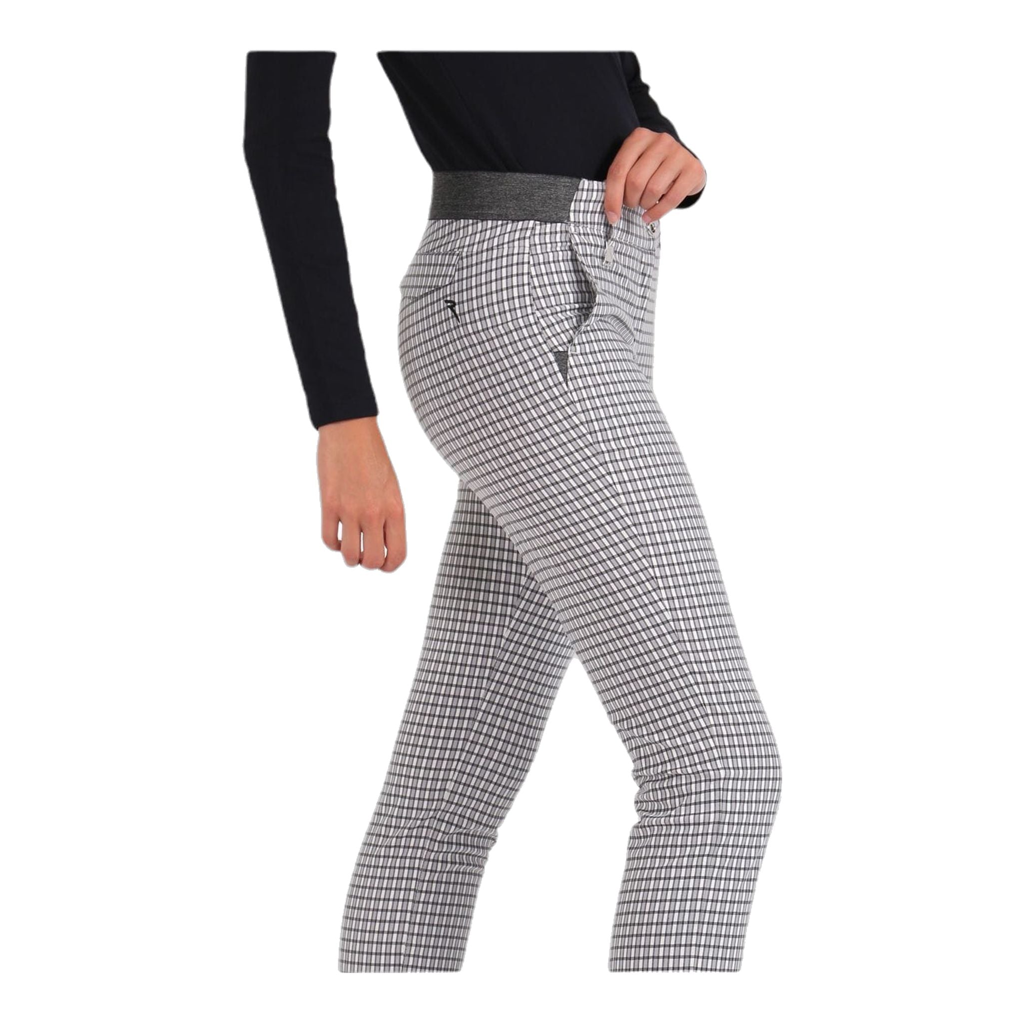 Chervo W Pantaloni Sicuro Bianco/Nero a Quadri Donna