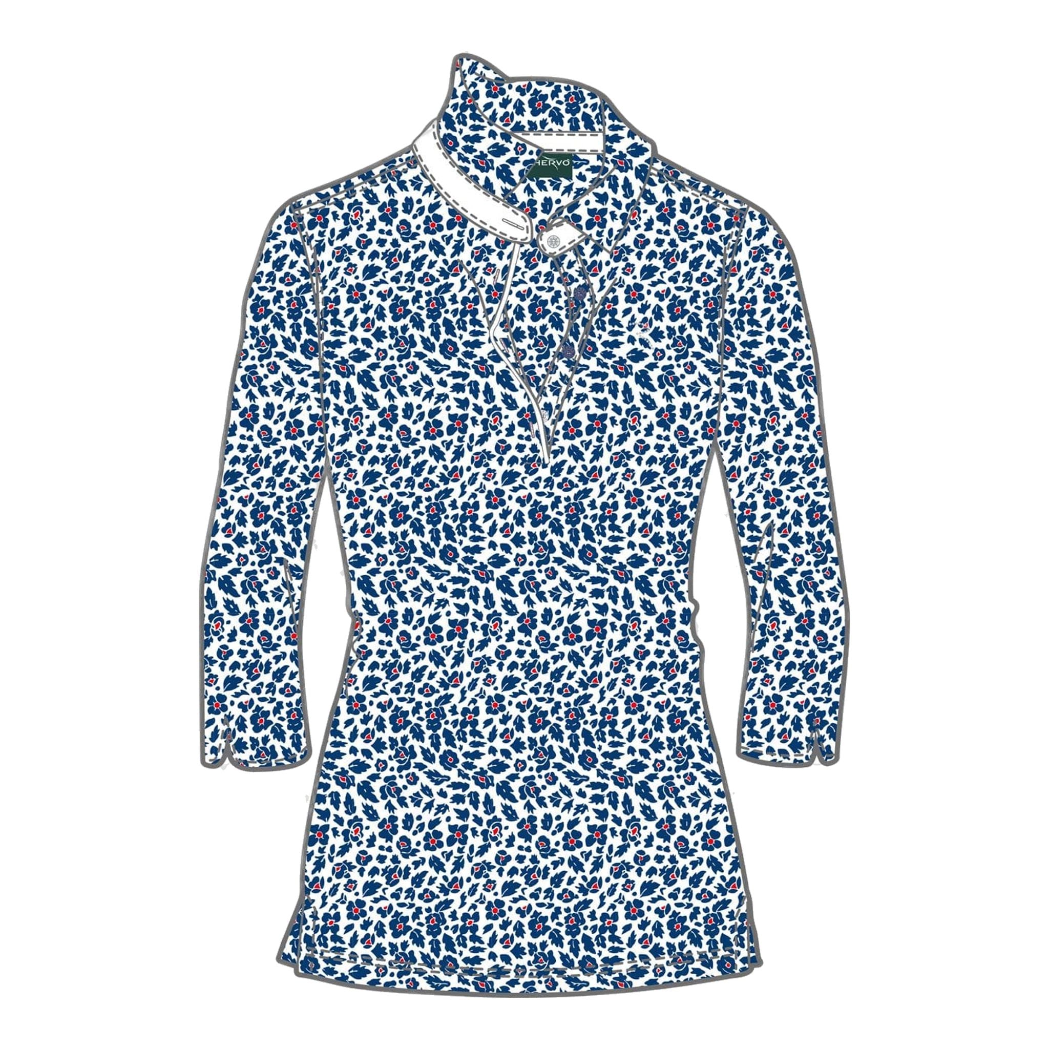 Chervo W Abatjour 3/4 Polo Blu/Bianco Fantasia Donna