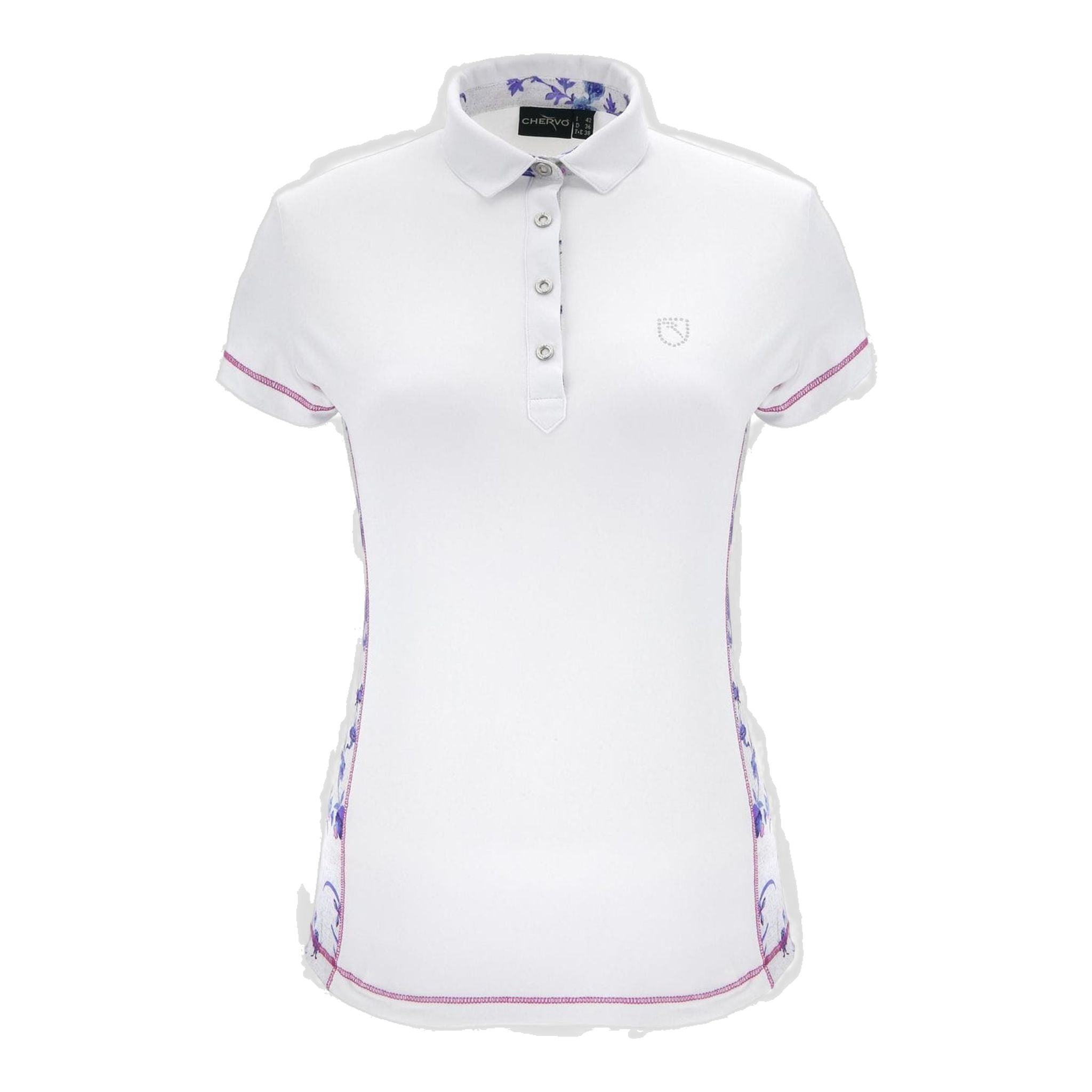 Chervo W Aibo SS Polo Bianco/Blu fantasia Donna