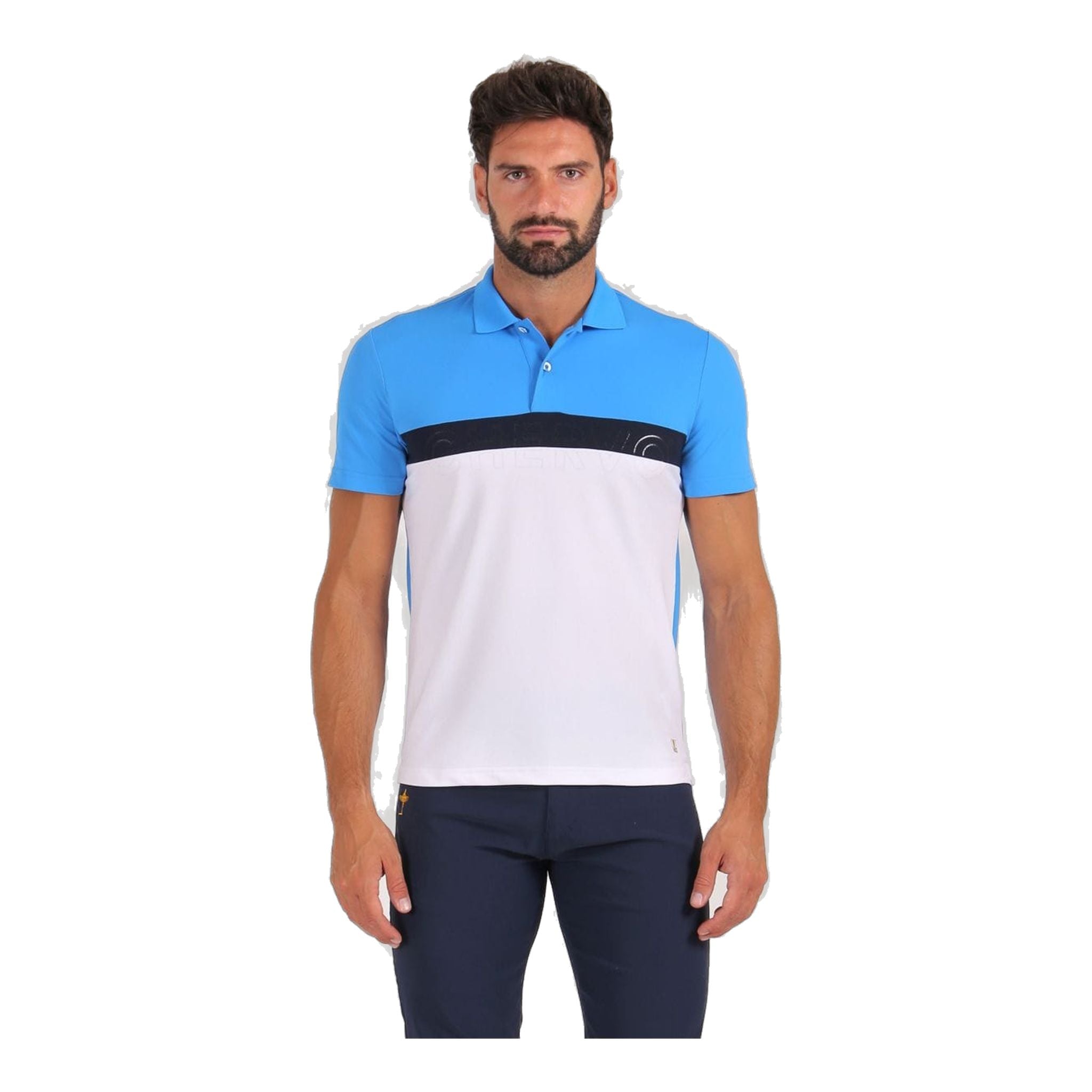 Chervo Polo Adolfo Bianco/Blu Uomo