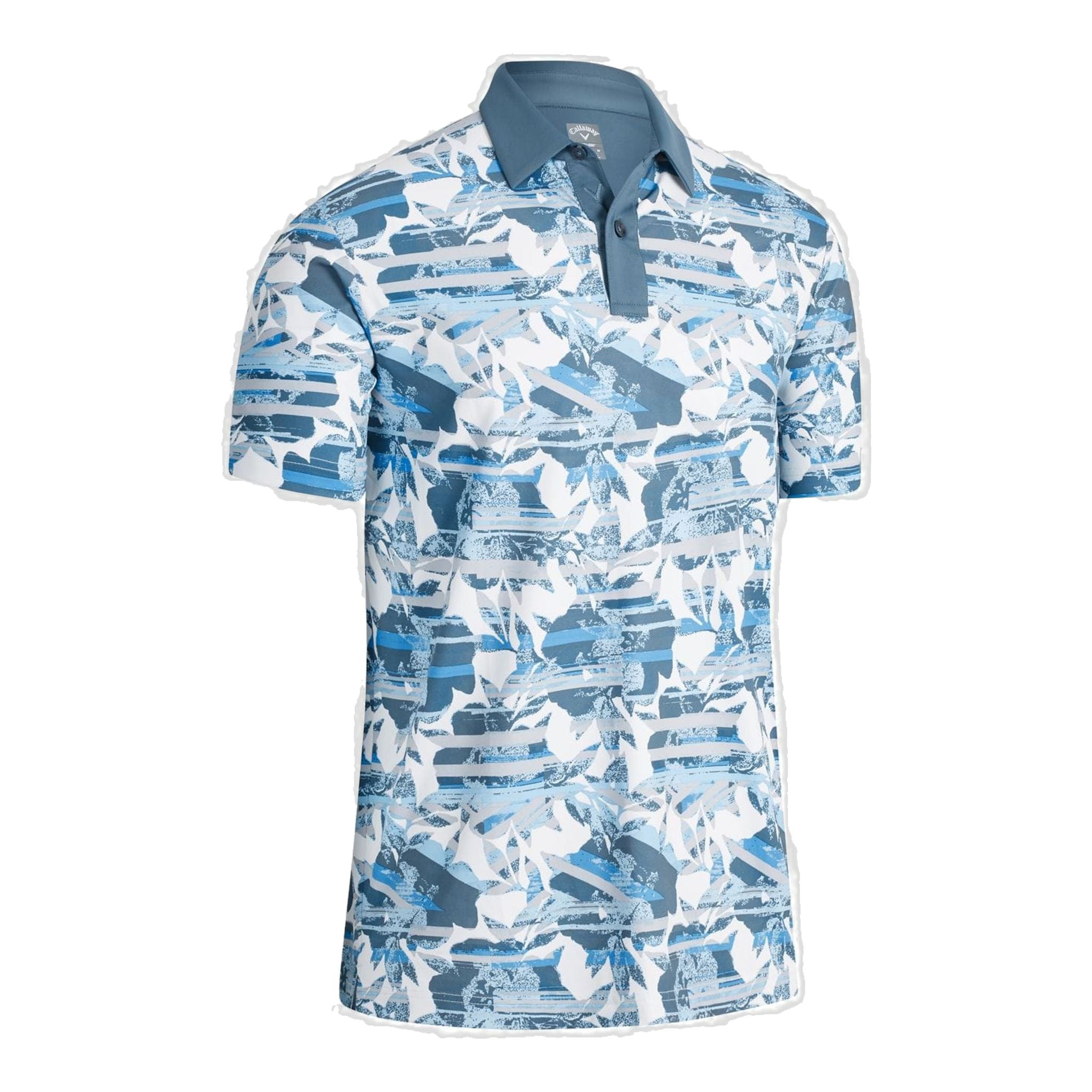 Callaway M Structured Printed Floral SS Polo Uomo Bianco Brillante