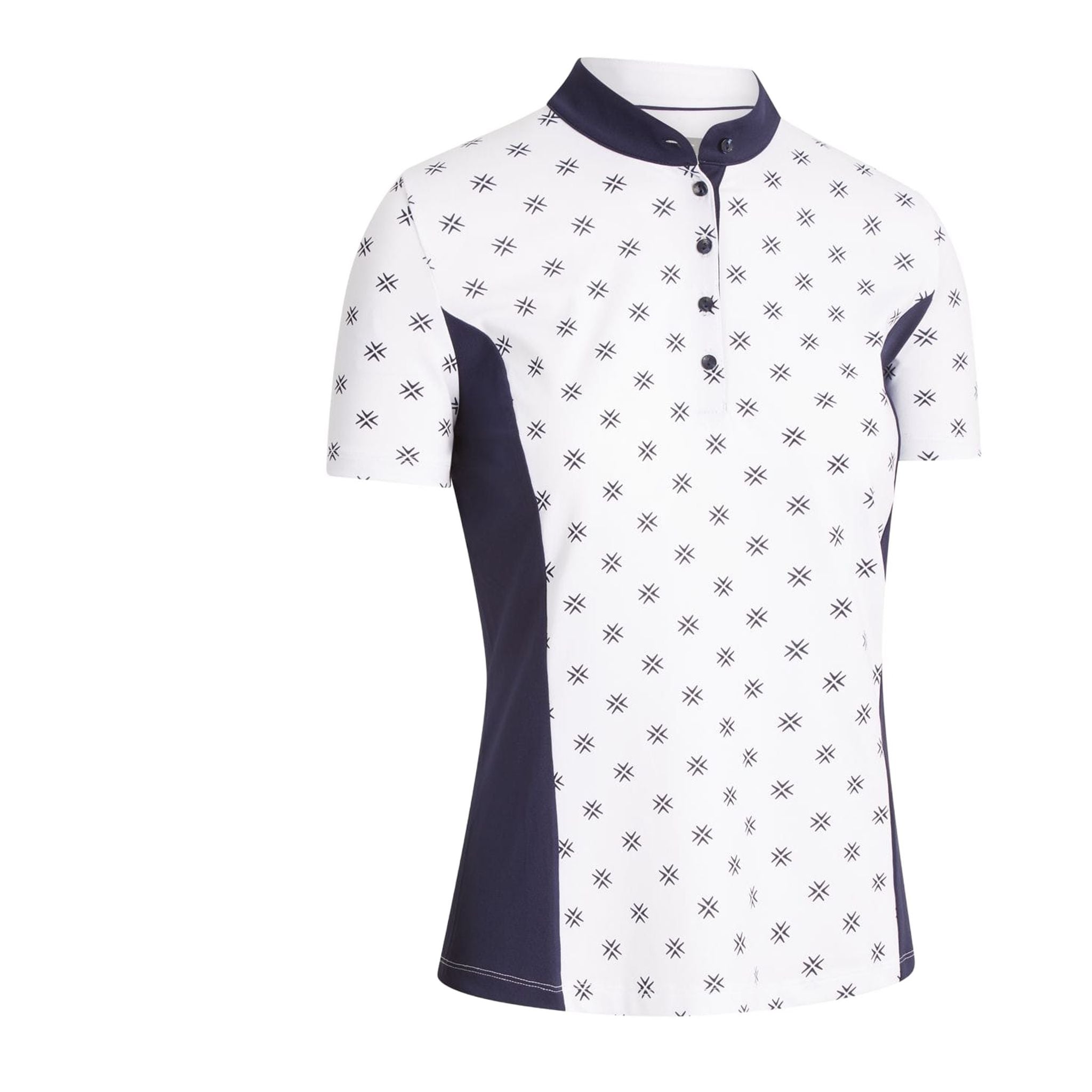 Callaway W Chev Floral Print SS Polo Brilliant White Donna