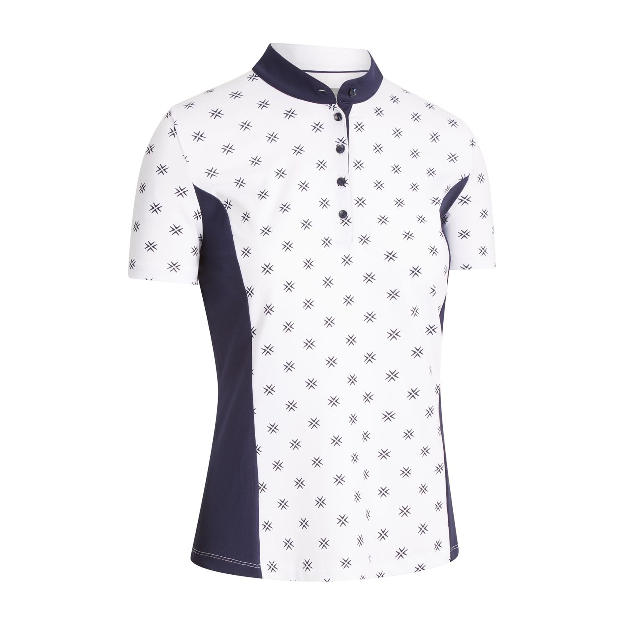 Callaway W Chev Floral Print SS Polo Brilliant White Donna