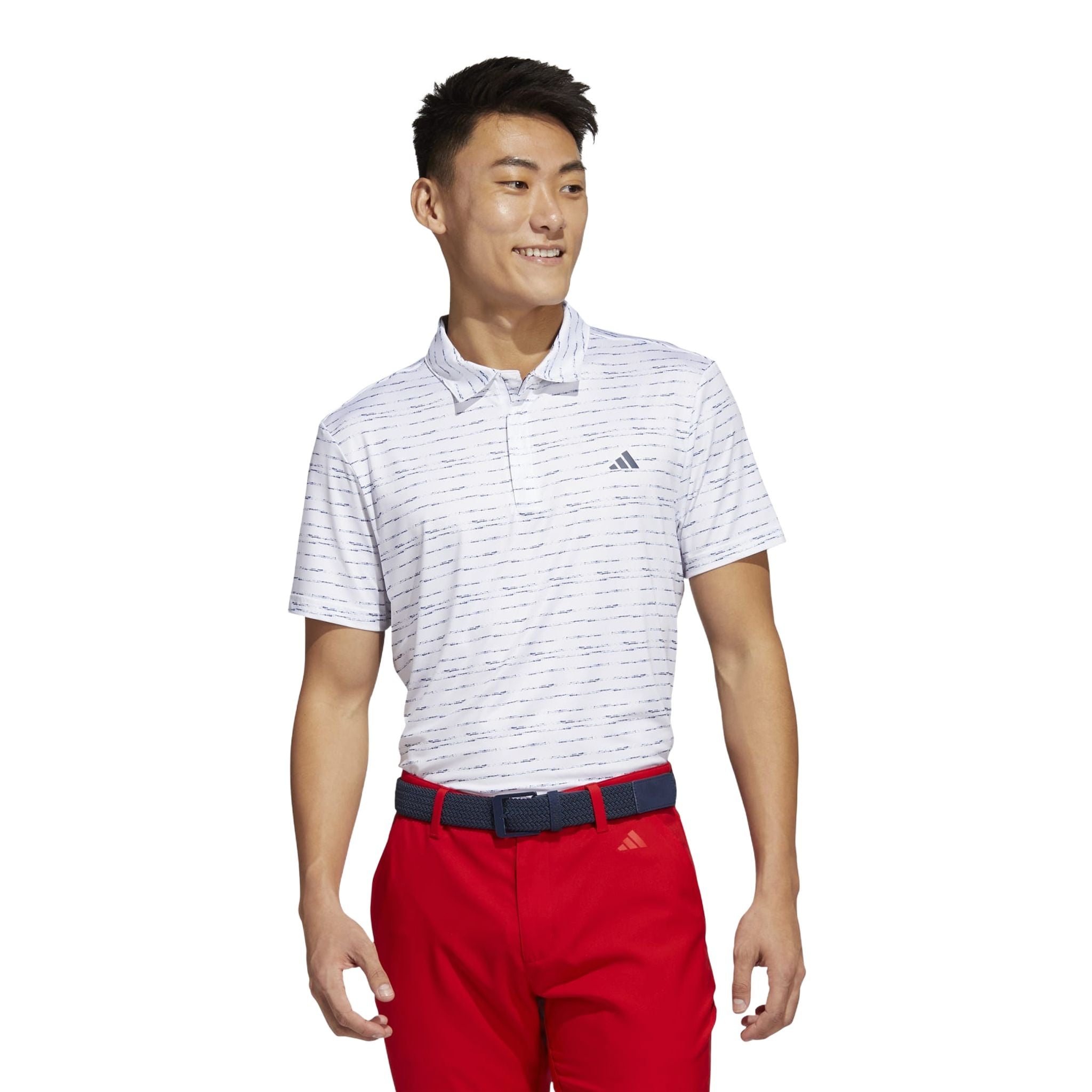 Polo con zip a righe Adidas da uomo, bianca da uomo