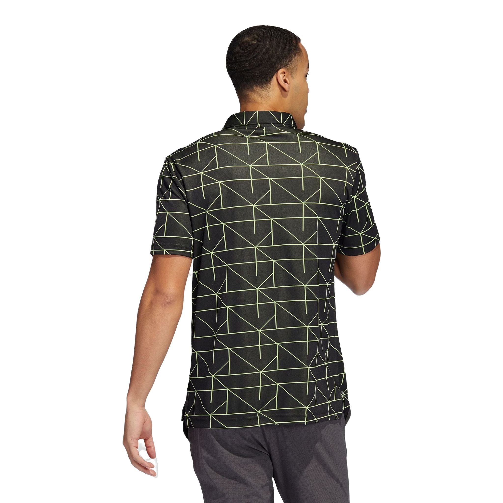 Adidas M Polo Jaquard Lines Nero/Lime Pulse Uomo