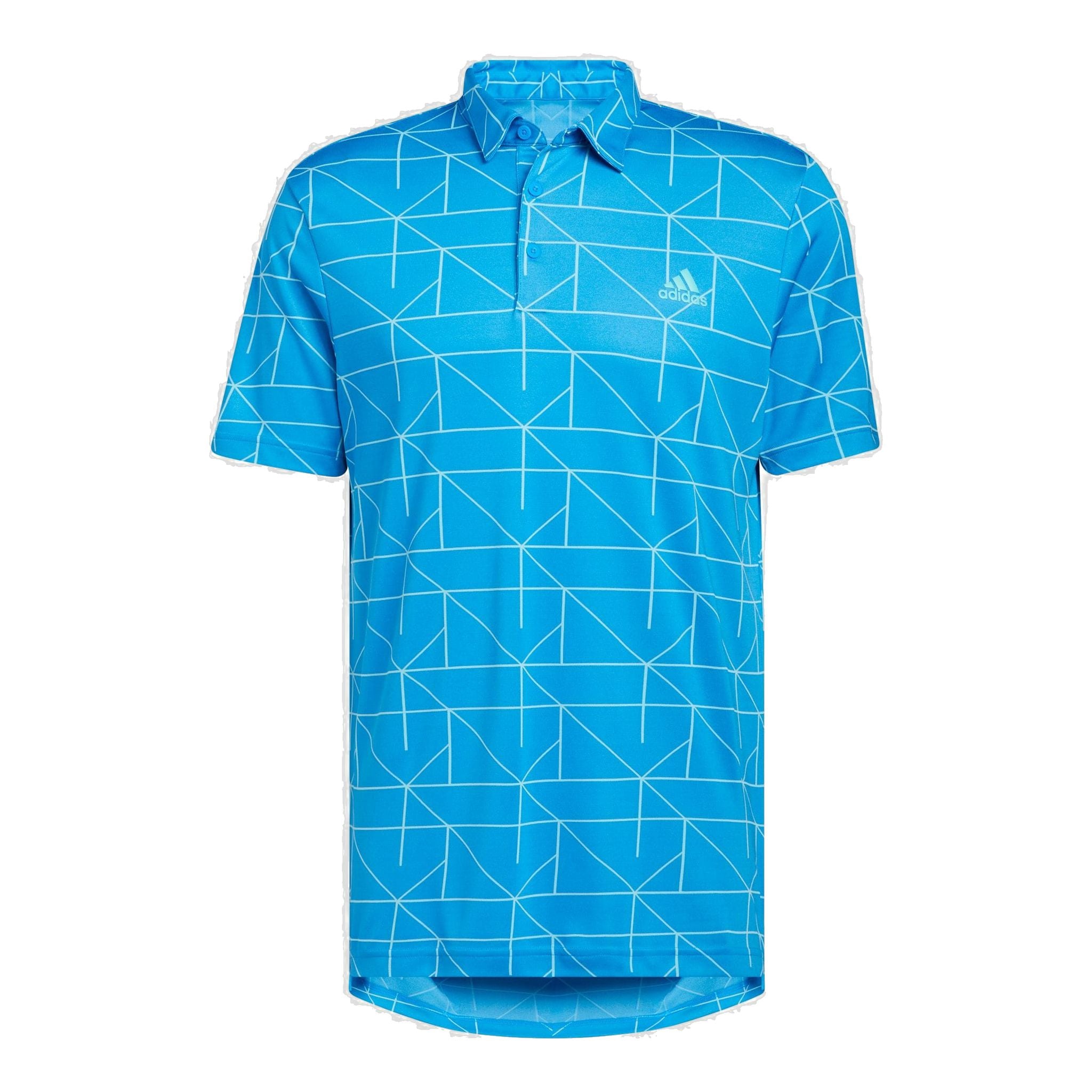Adidas M Polo Jaquard Lines Blu Rush/Semi Mint Rush Uomo