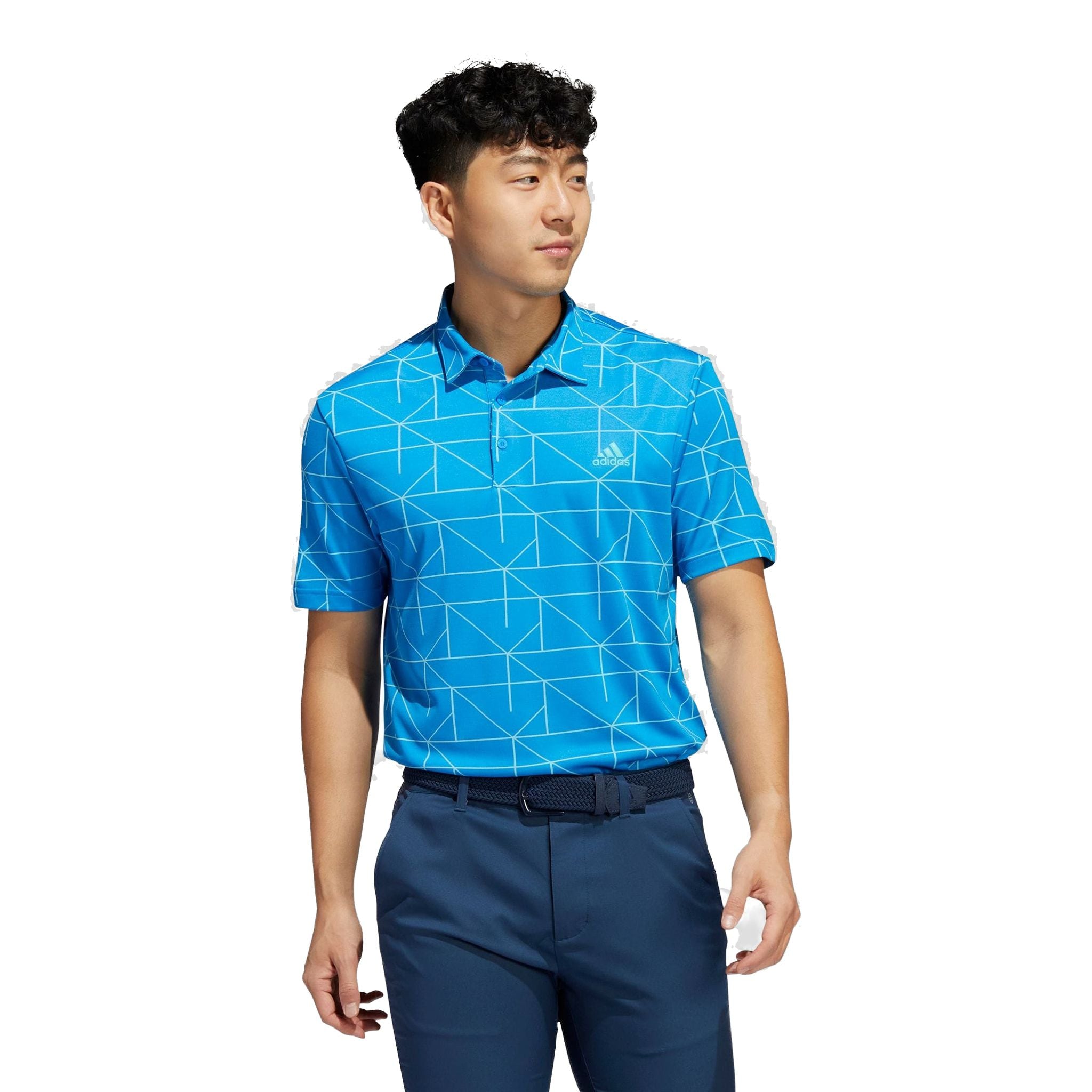 Adidas M Polo Jaquard Lines Blu Rush/Semi Mint Rush Uomo
