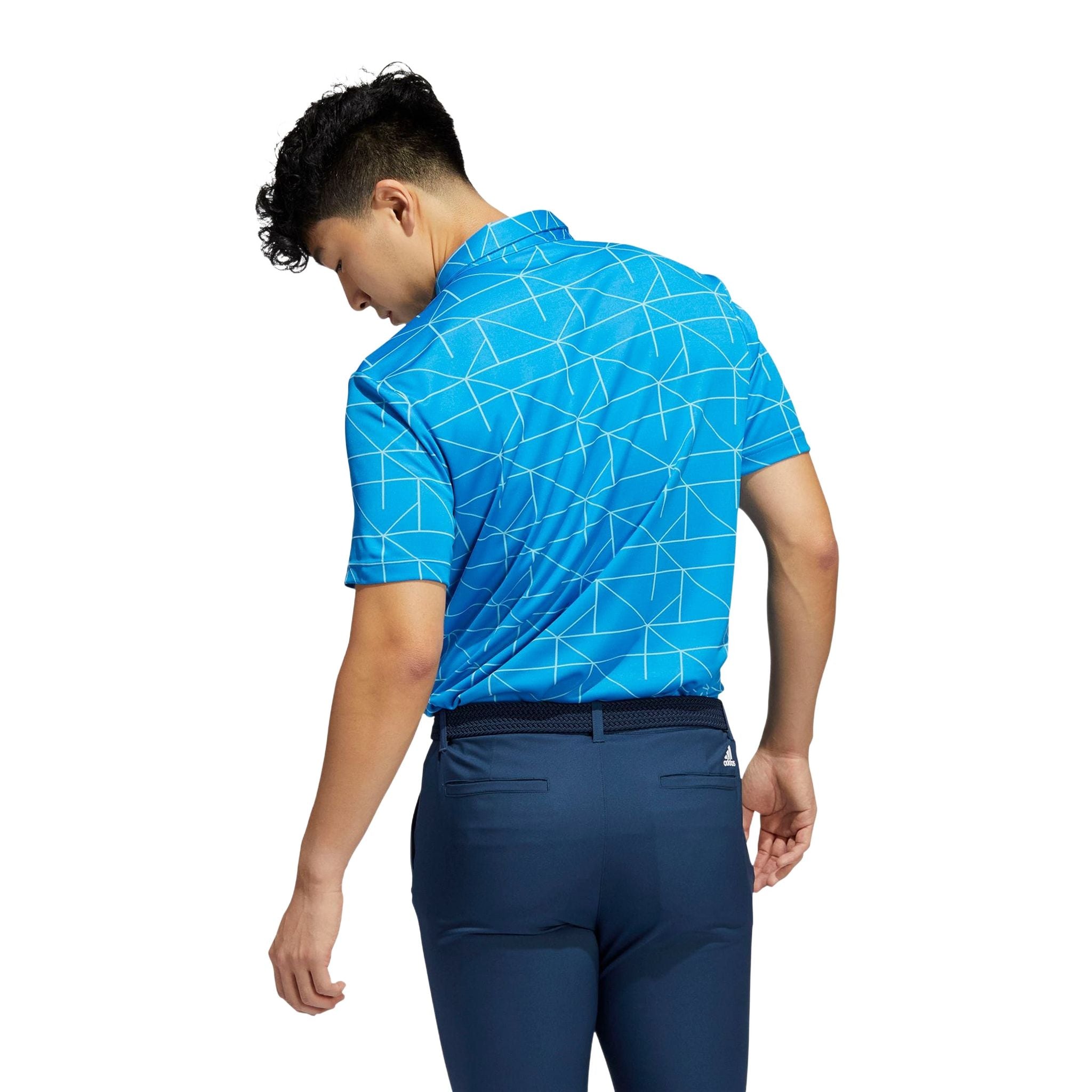 Adidas M Polo Jaquard Lines Blu Rush/Semi Mint Rush Uomo