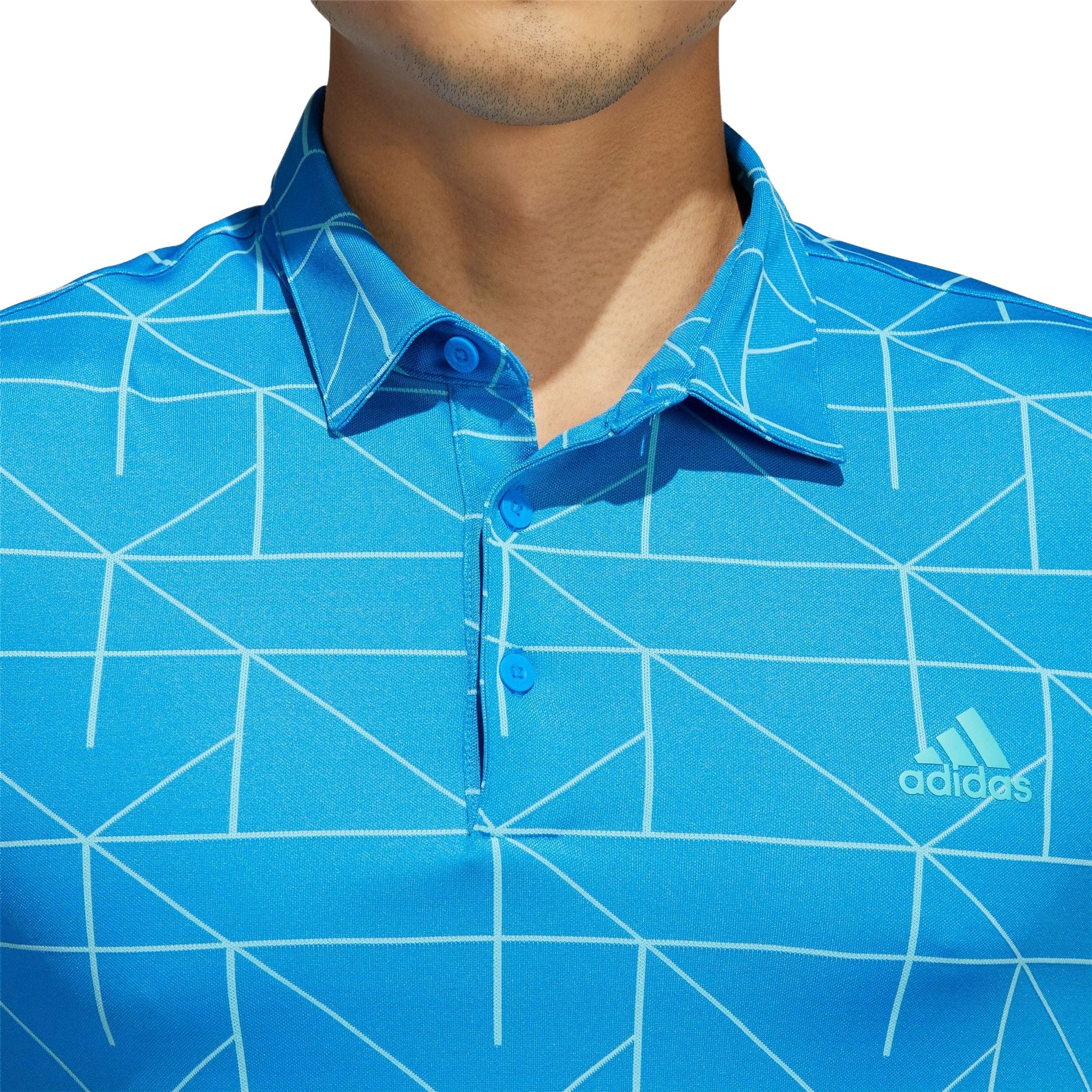 Adidas M Polo Jaquard Lines Blu Rush/Semi Mint Rush Uomo