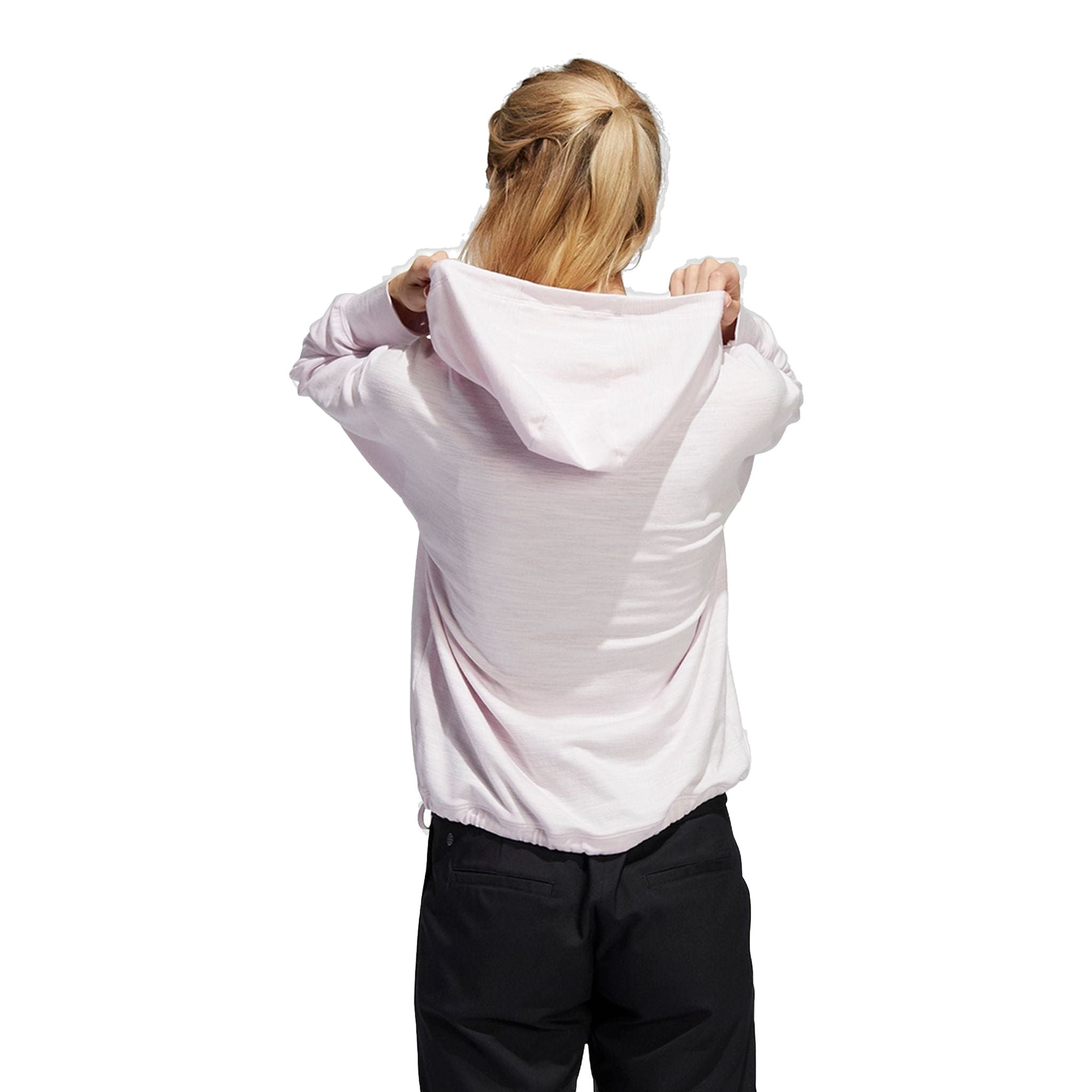 Felpa con cappuccio Adidas W Essentials Slub quasi rosa/bianco da donna