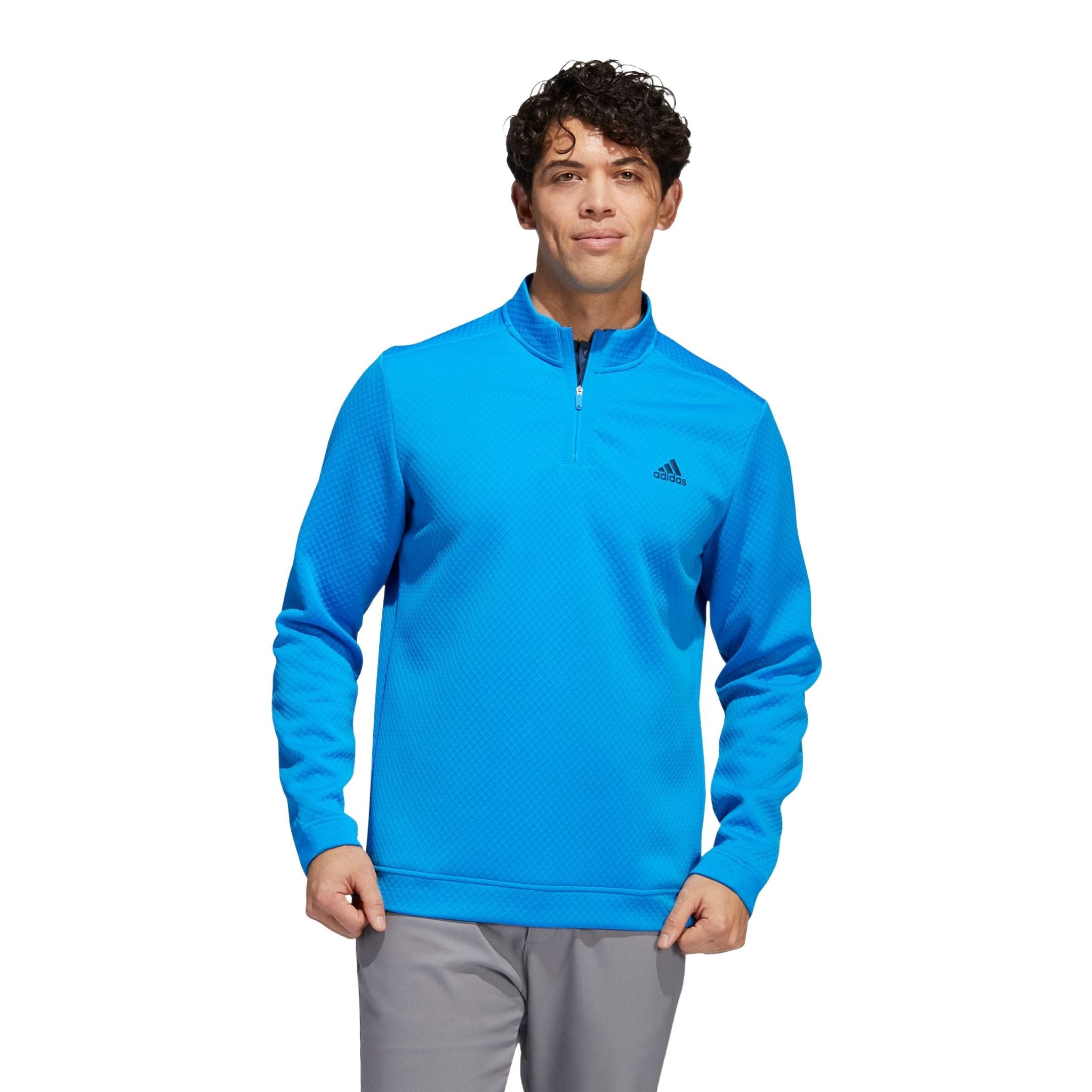Adidas M Durable Water-Repellent 1/4 Zip Pullover Blu Ru Uomo
