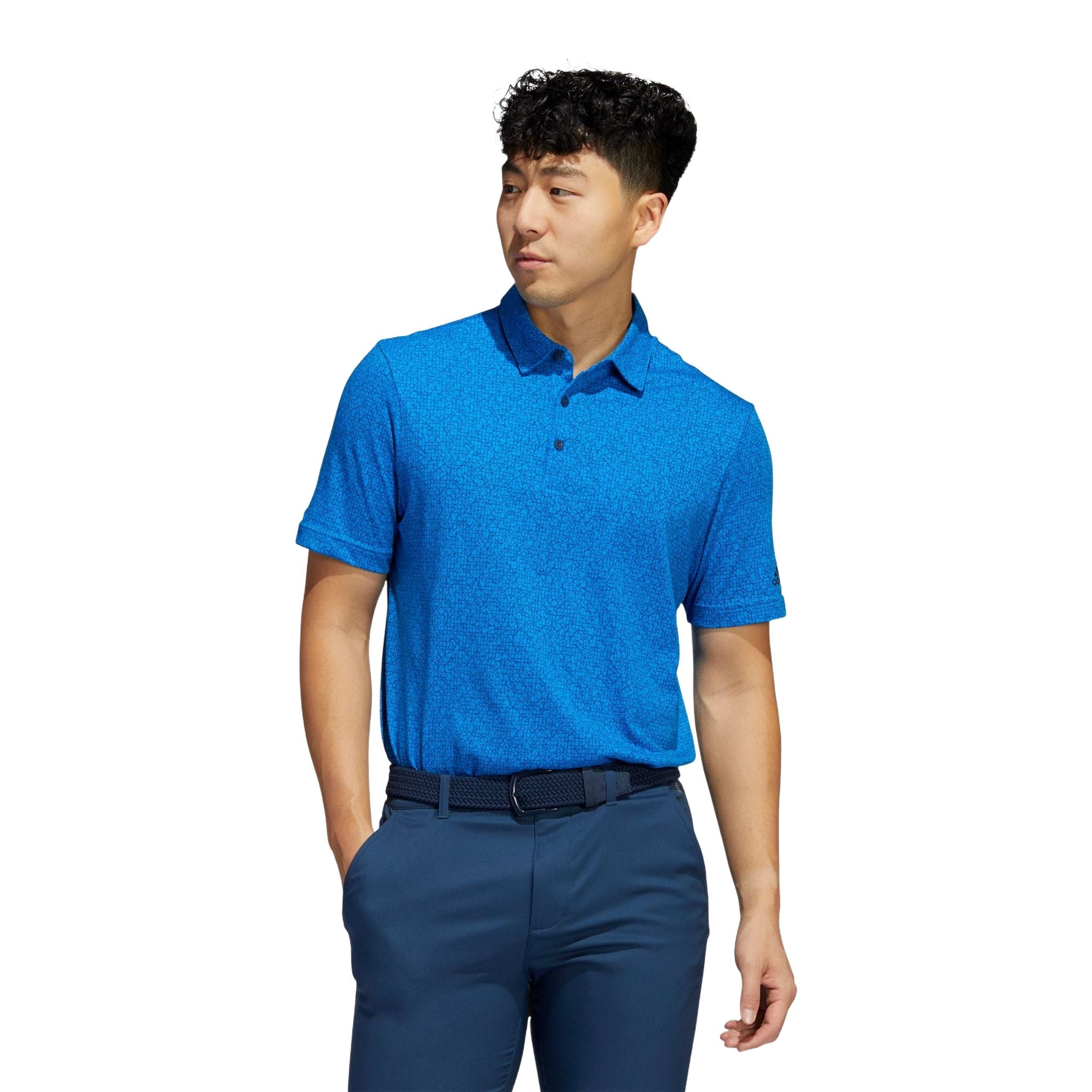 Adidas M Polo Stampa Astratta Blu Rush/Crew Blu Navy Uomo