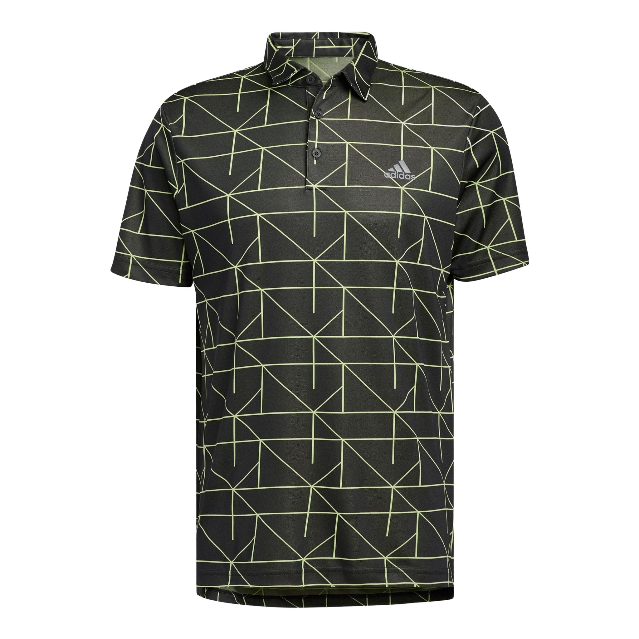 Adidas M Polo Jaquard Lines Nero/Lime Pulse Uomo