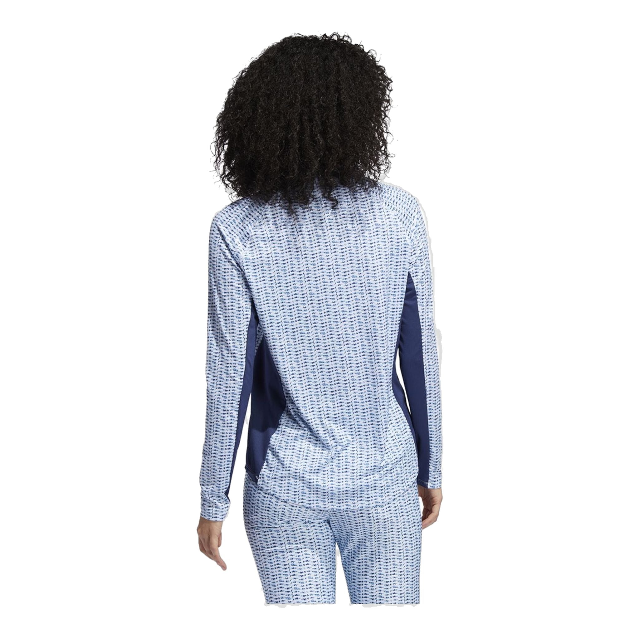 Adidas W Aeroready UPF50 Printed LS Polo Bianco/Sky Tint Donna