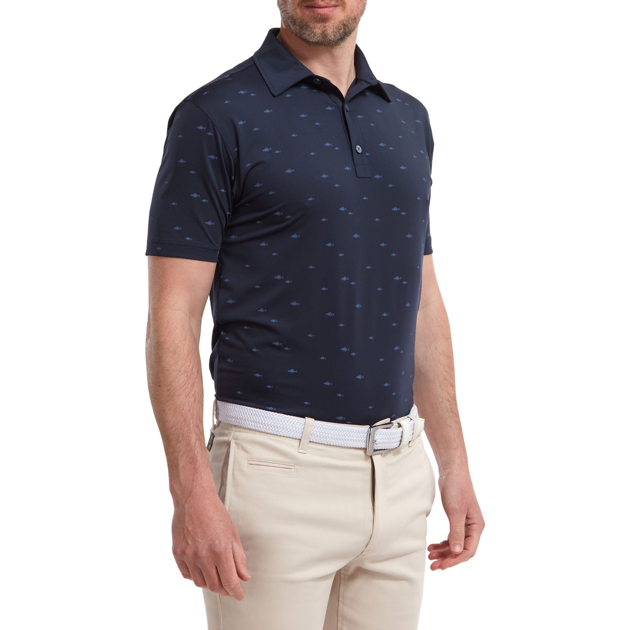 Polo da uomo Footjoy School of Fish Print Lisle