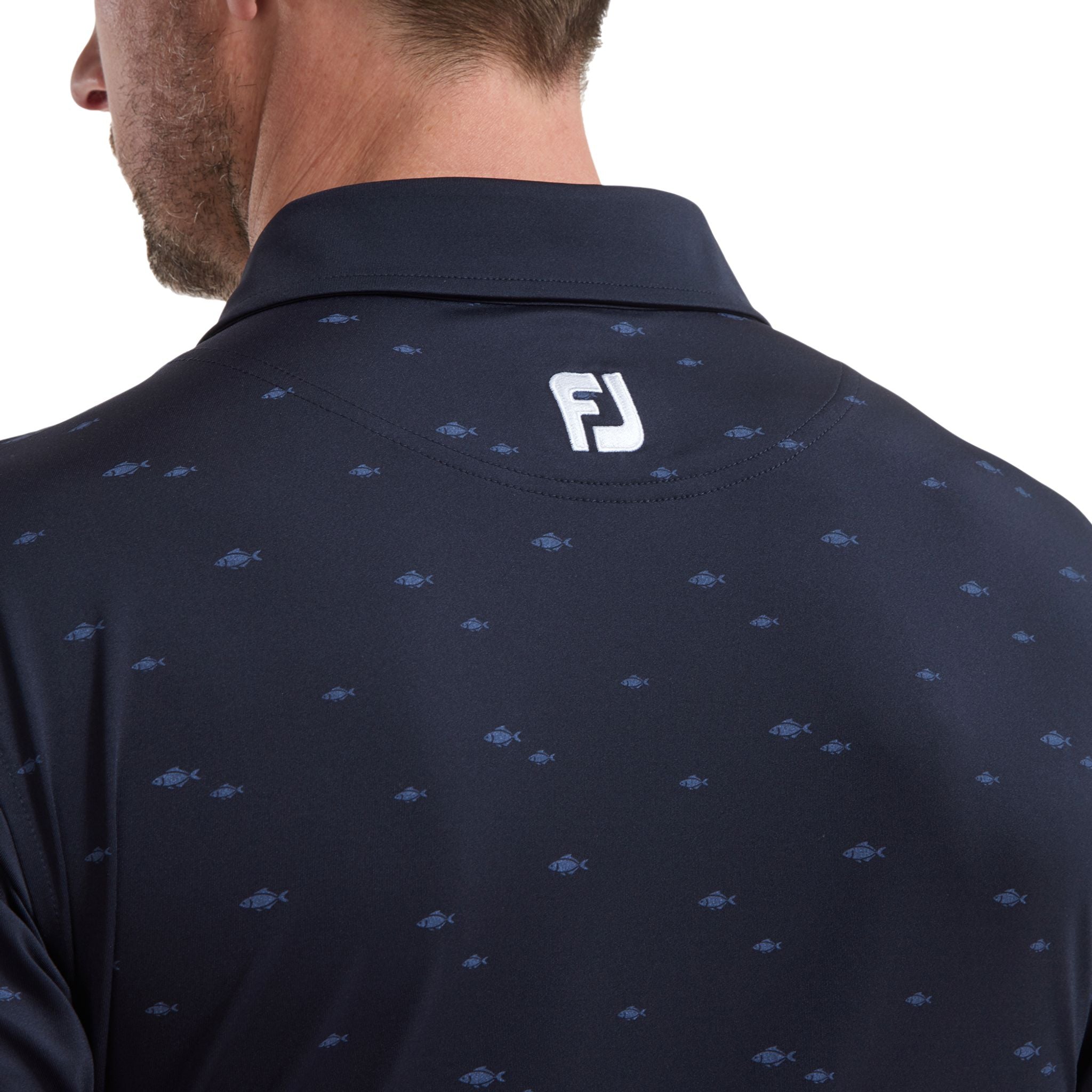 Polo da uomo Footjoy School of Fish Print Lisle