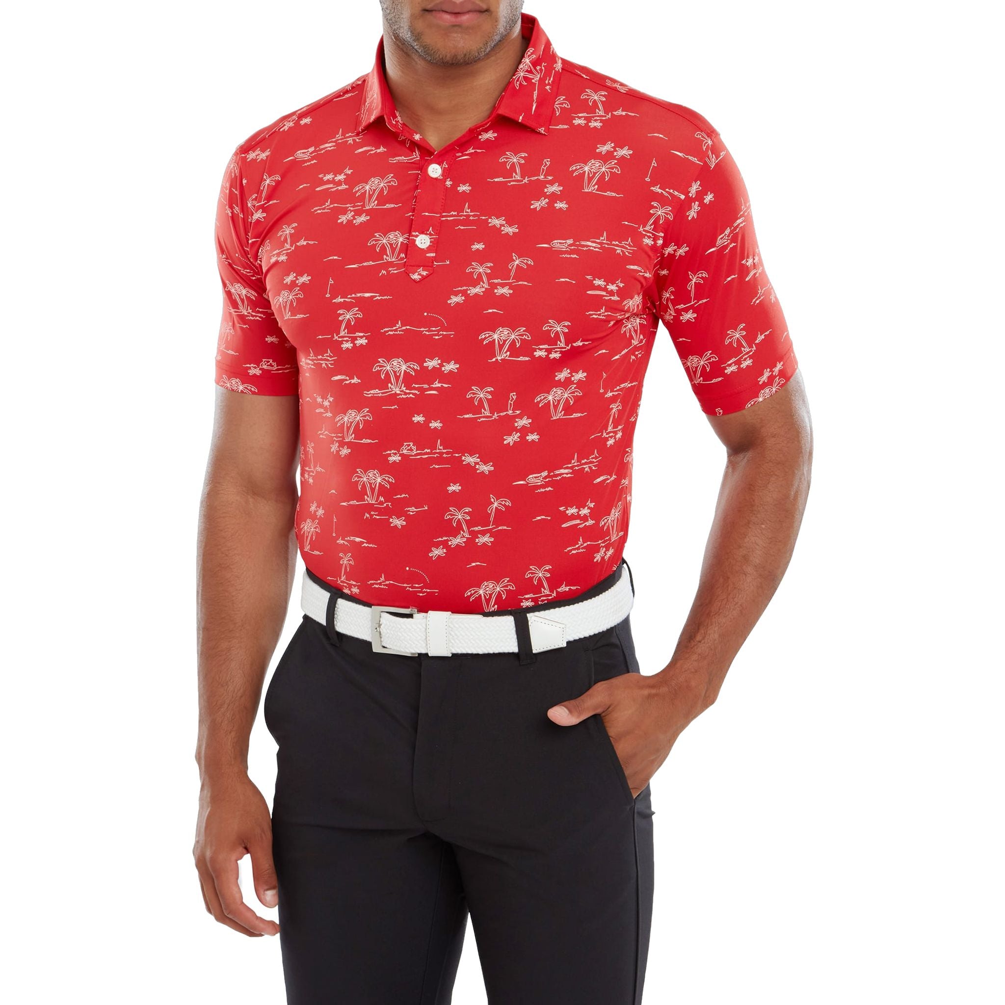 Polo da golf stampata Footjoy Tropic da uomo