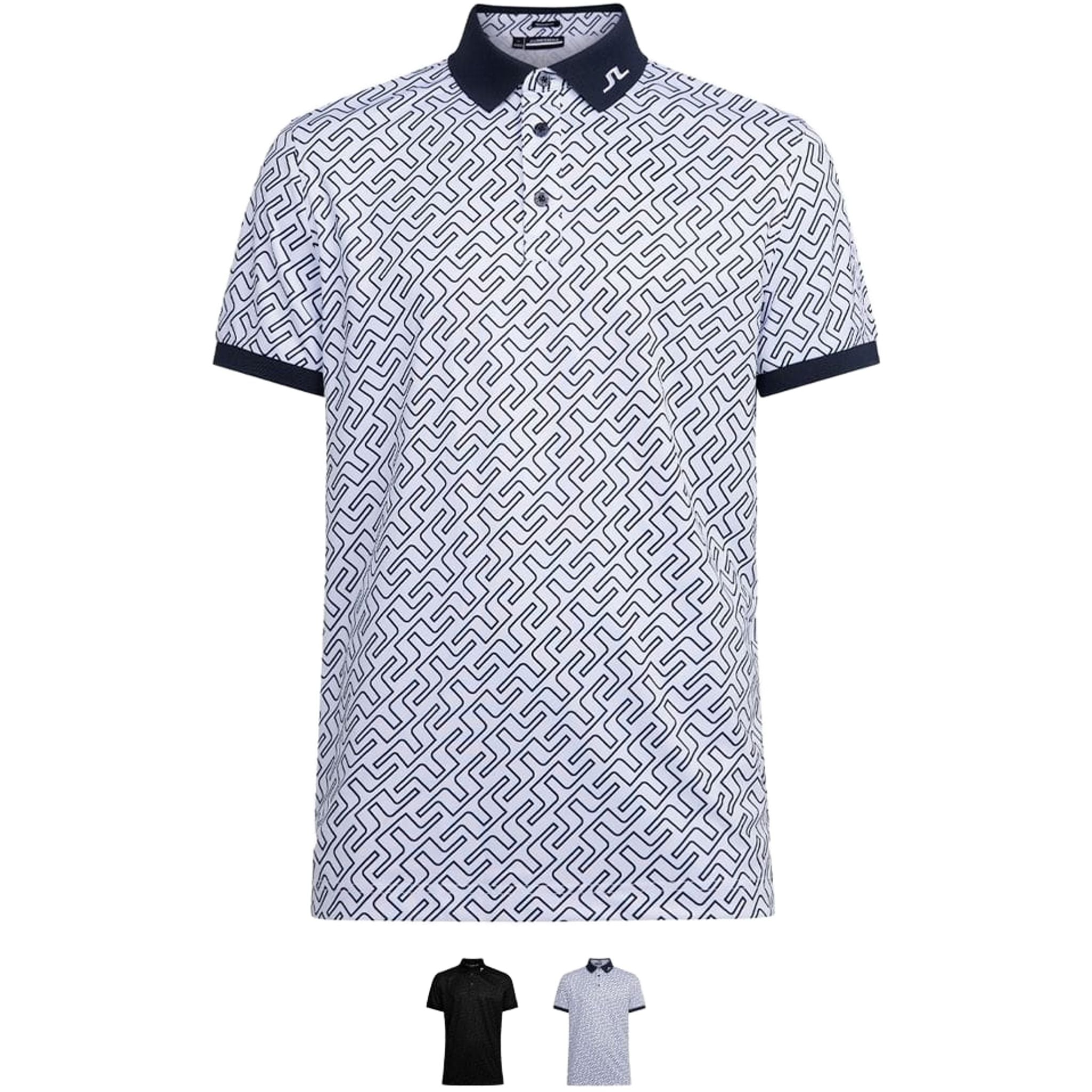 Polo con stampa J. Lindeberg M Tour Tech Reg Fit JL Navy Bridge Mono da uomo