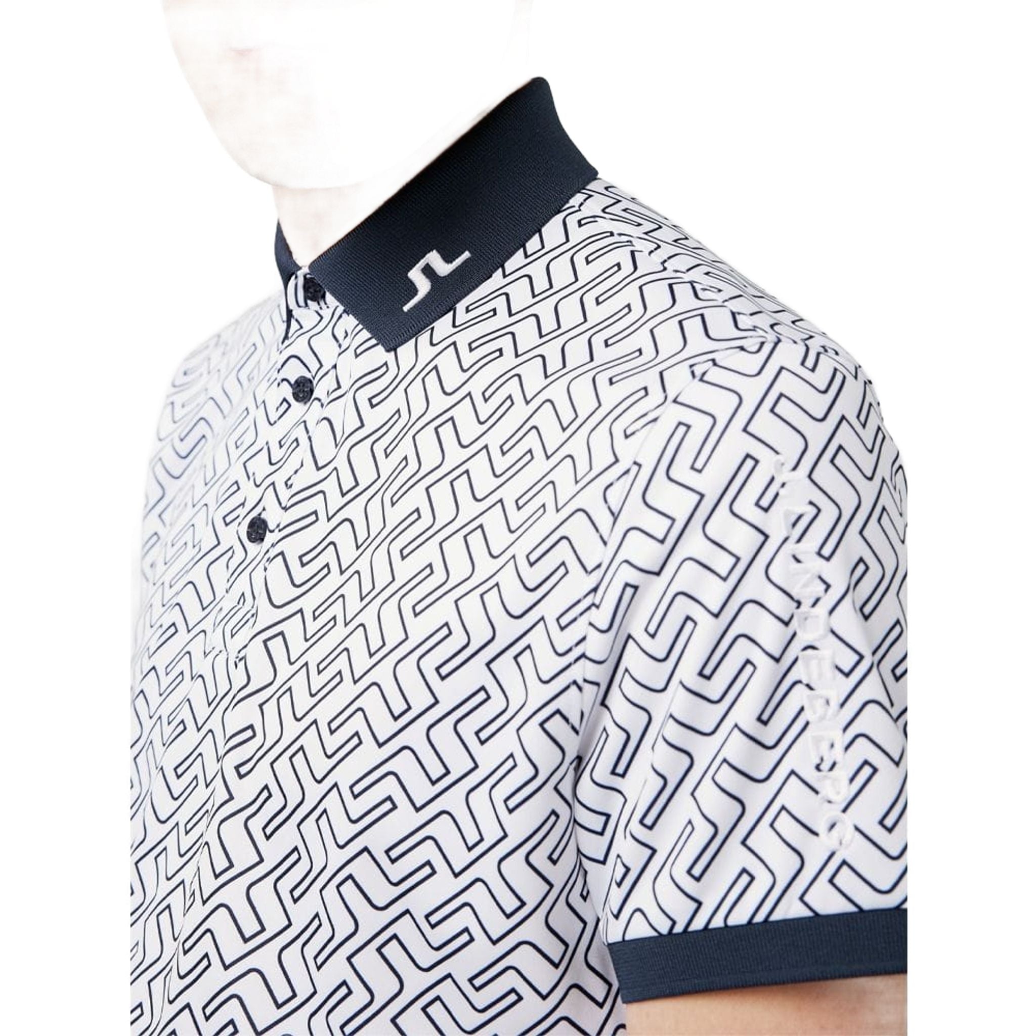 Polo con stampa J. Lindeberg M Tour Tech Reg Fit JL Navy Bridge Mono da uomo
