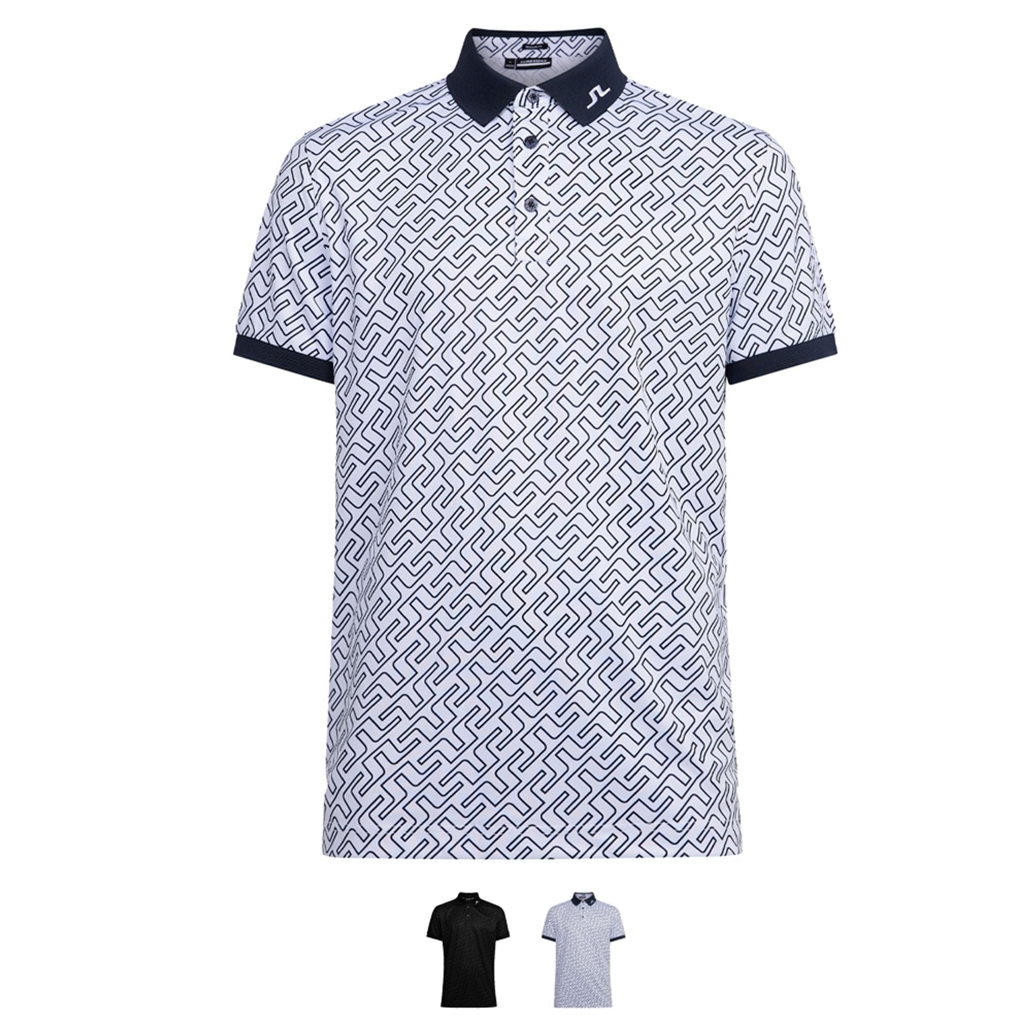 Polo con stampa J. Lindeberg M Tour Tech Reg Fit JL Navy Bridge Mono da uomo