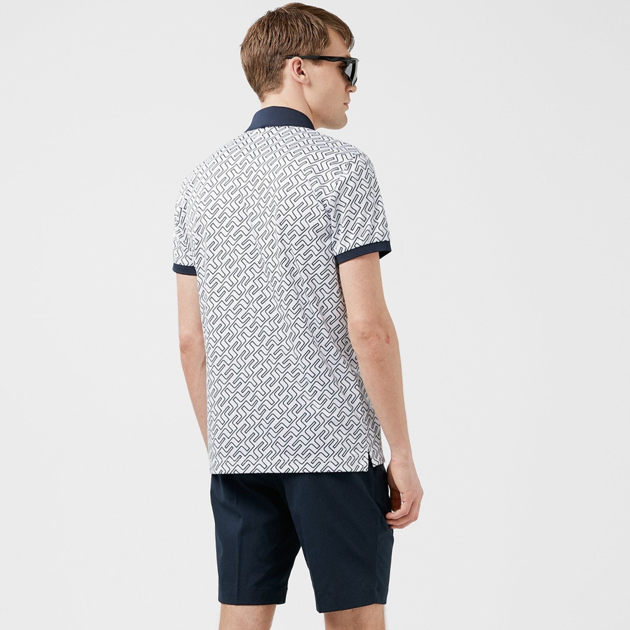 Polo con stampa J. Lindeberg M Tour Tech Reg Fit JL Navy Bridge Mono da uomo