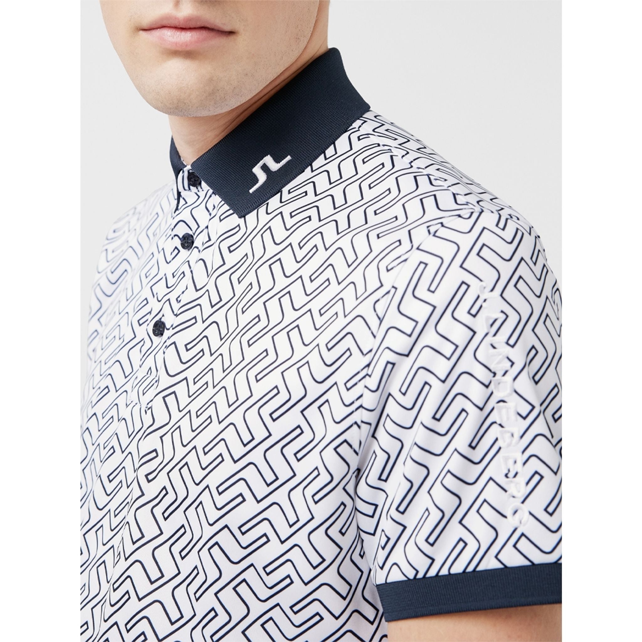 Polo con stampa J. Lindeberg M Tour Tech Reg Fit JL Navy Bridge Mono da uomo