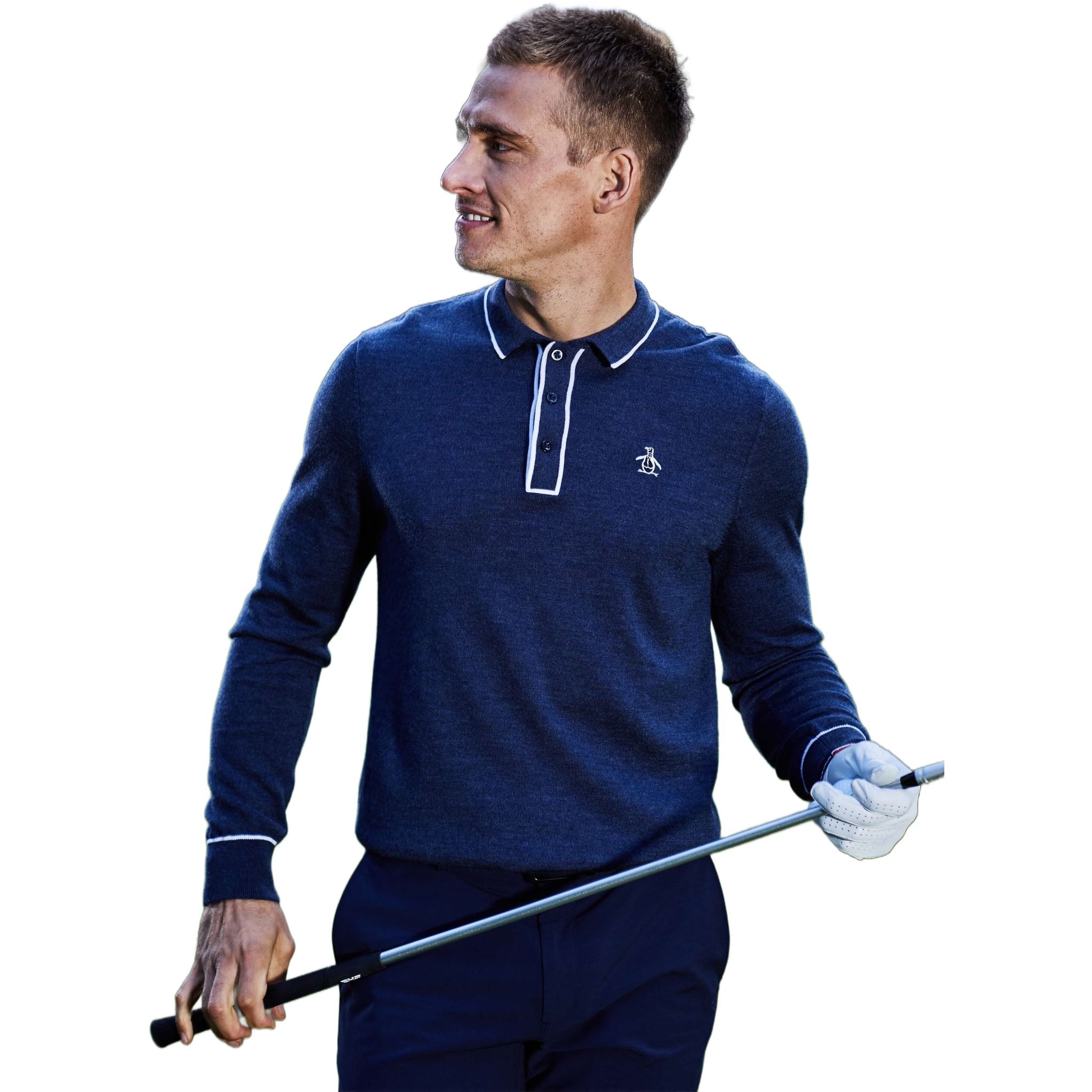 Polo a maniche lunghe in lana Merino Earl Original Penguin da uomo