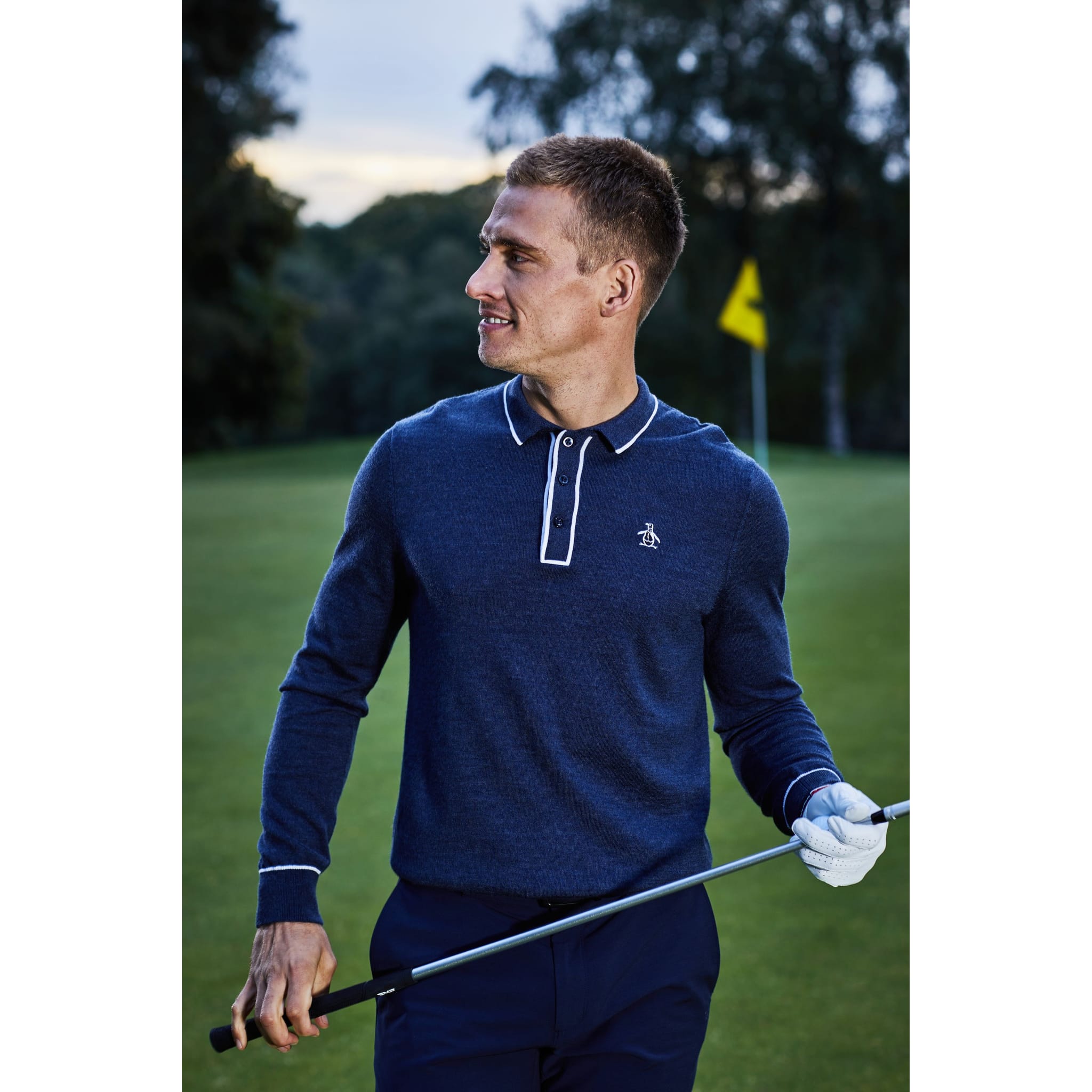 Polo a maniche lunghe in lana Merino Earl Original Penguin da uomo