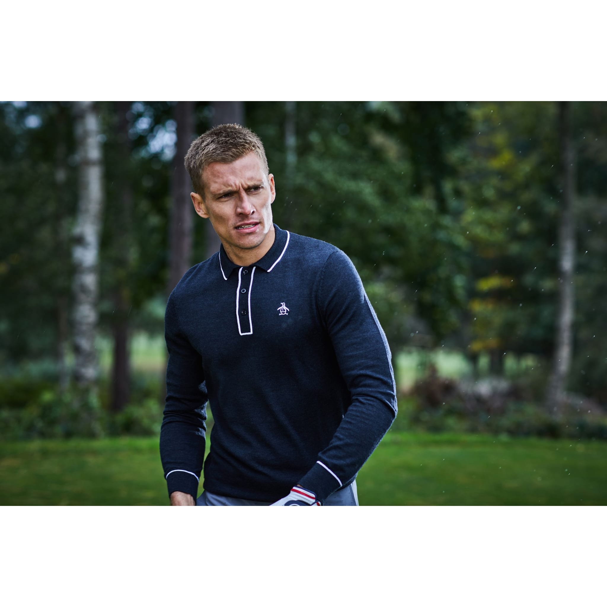 Polo a maniche lunghe in lana Merino Earl Original Penguin da uomo