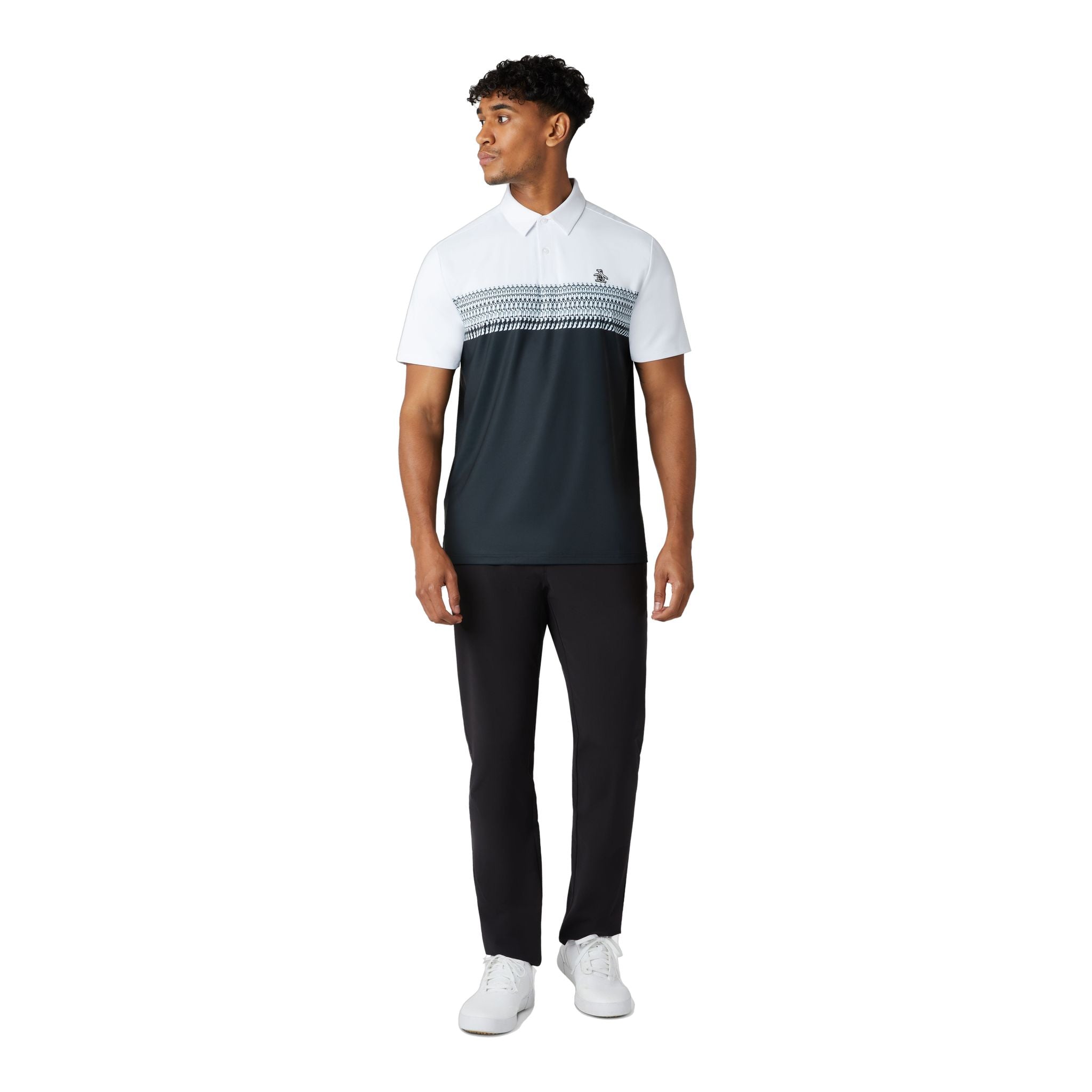 Polo da uomo con stampa a blocchi a righe originali Penguin Engineered Novelty