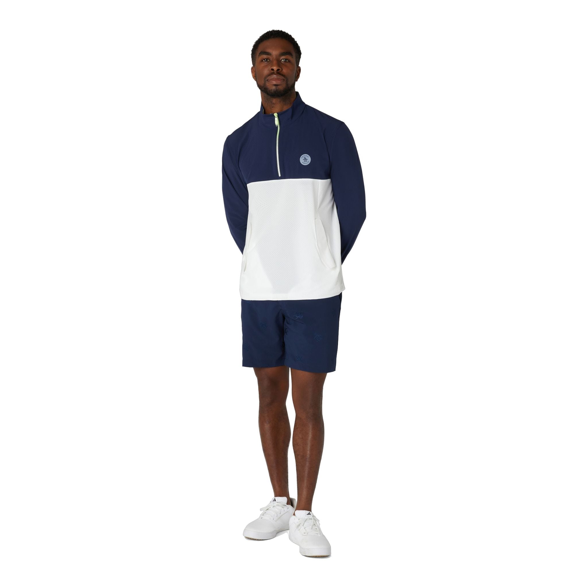 Maglione antivento leggero color block con cerniera 1/4 Original Penguin da uomo