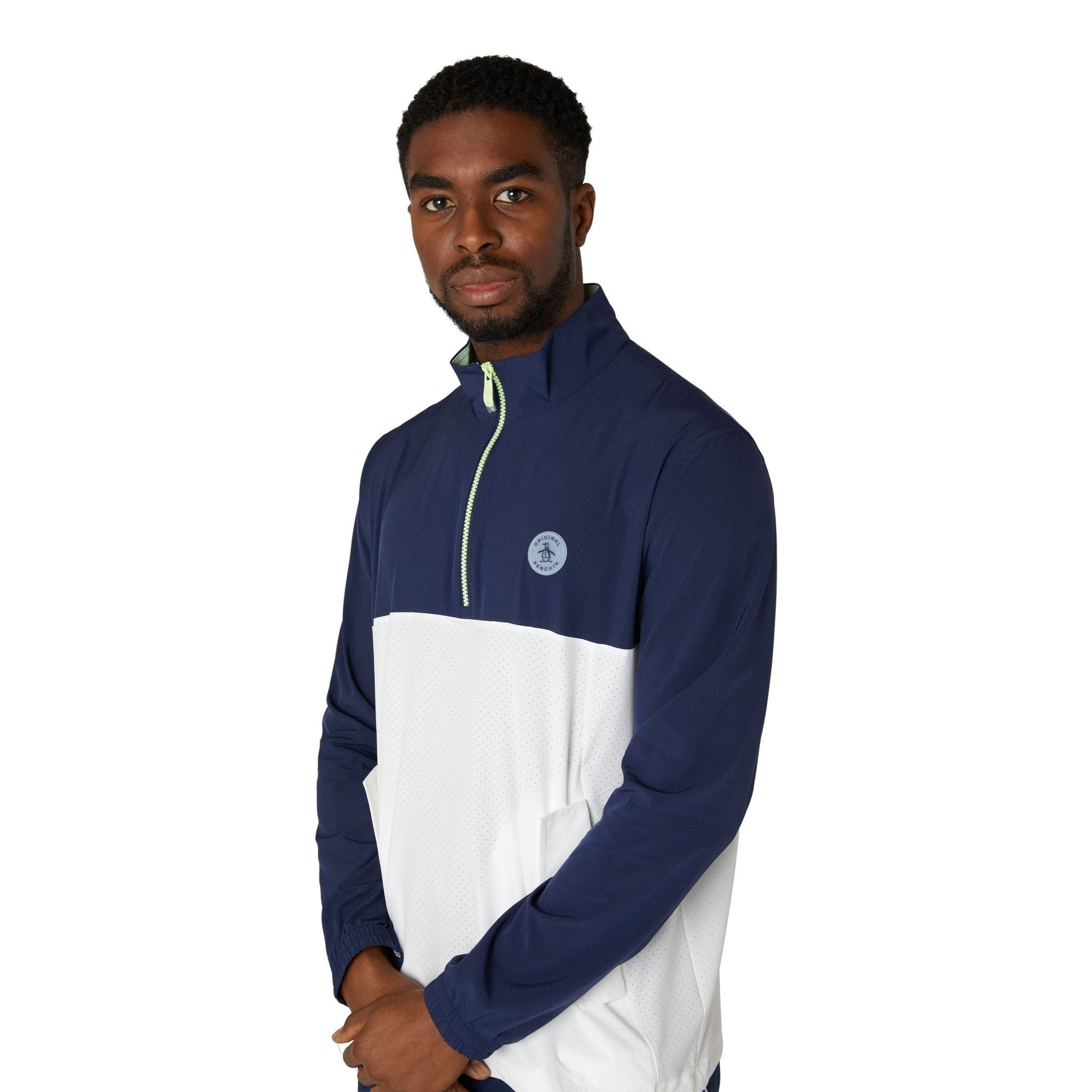 Maglione antivento leggero color block con cerniera 1/4 Original Penguin da uomo