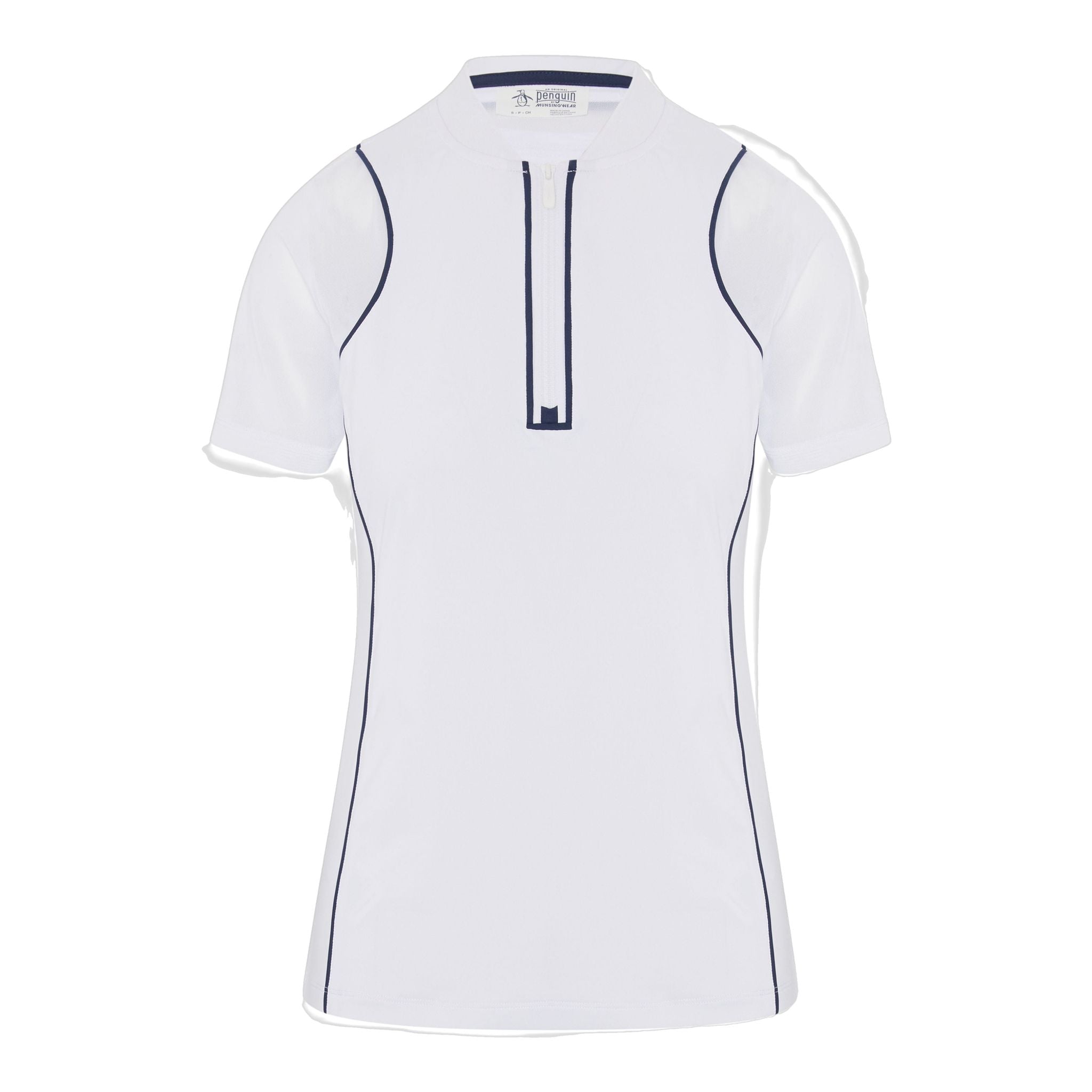 Maglietta da donna con zip frontale e maniche in rete Original Penguin