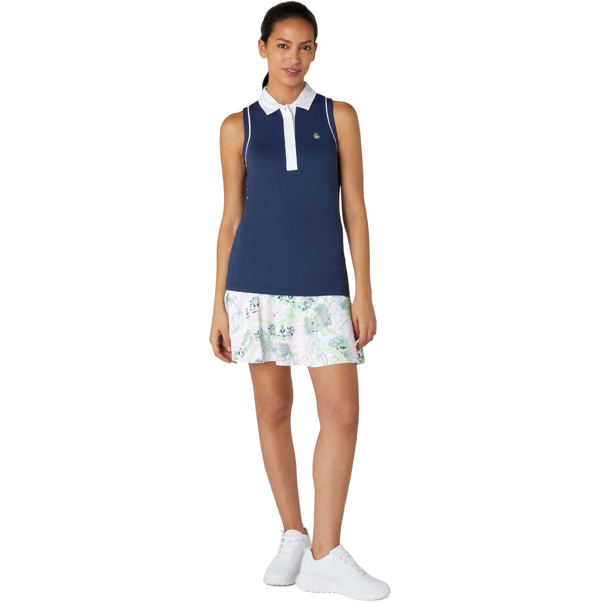 Polo senza maniche a blocchi di colore in meshback originale Penguin da donna