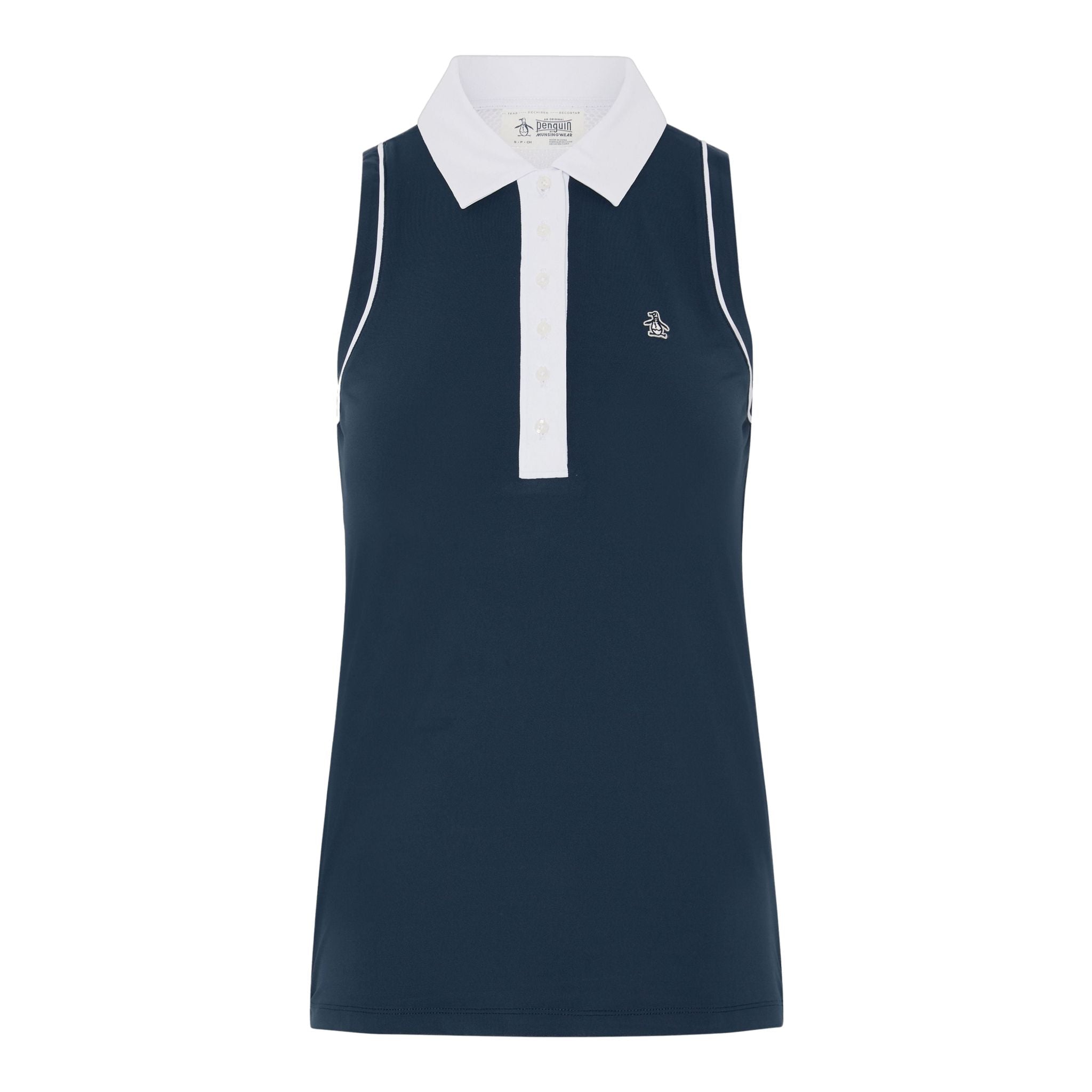 Polo senza maniche a blocchi di colore in meshback originale Penguin da donna