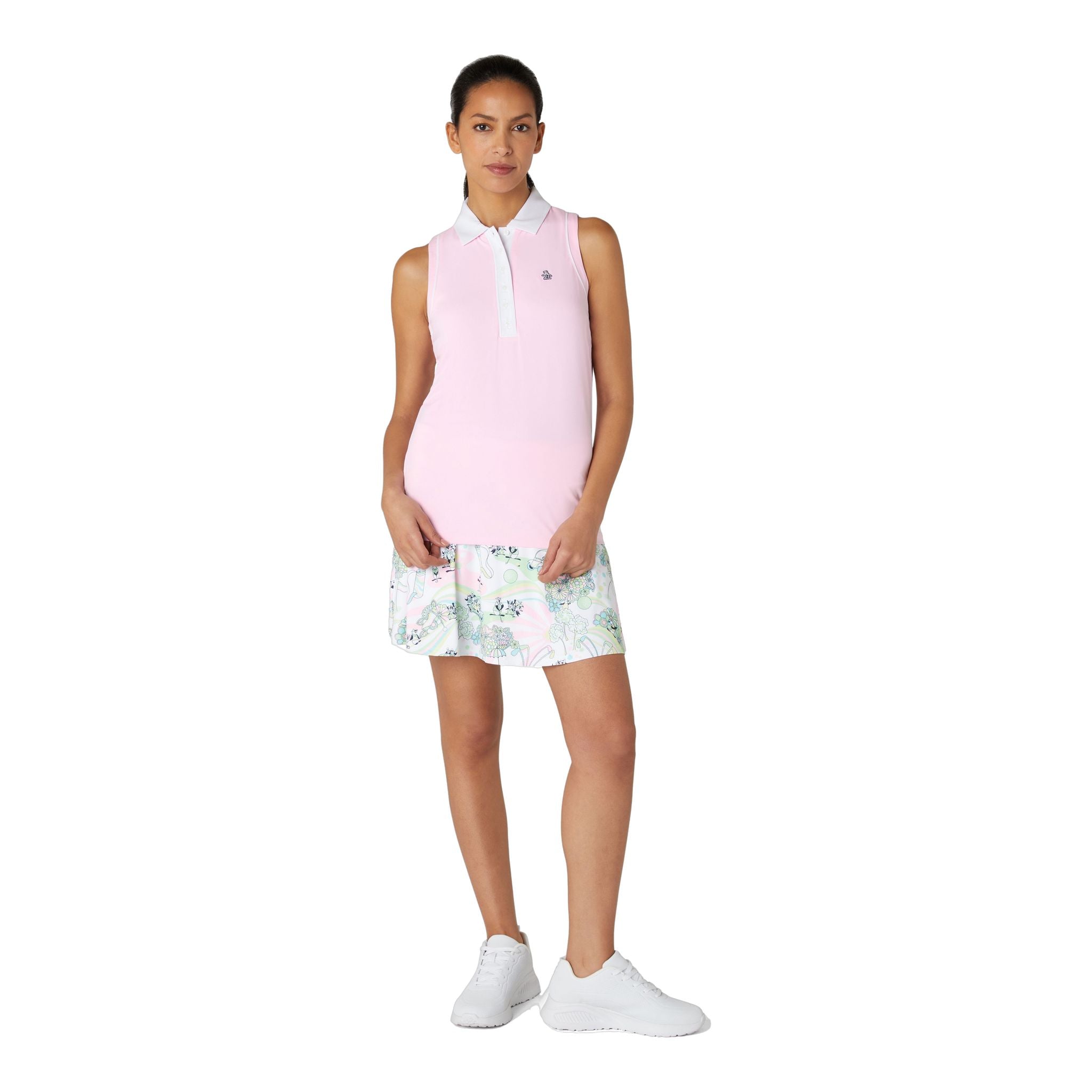 Polo senza maniche a blocchi di colore in meshback originale Penguin da donna