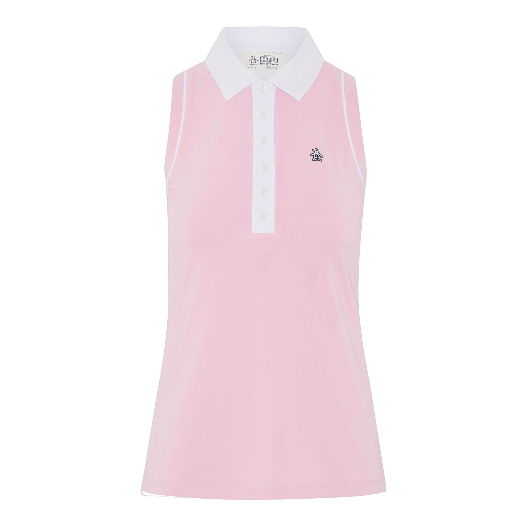 Polo senza maniche a blocchi di colore in meshback originale Penguin da donna