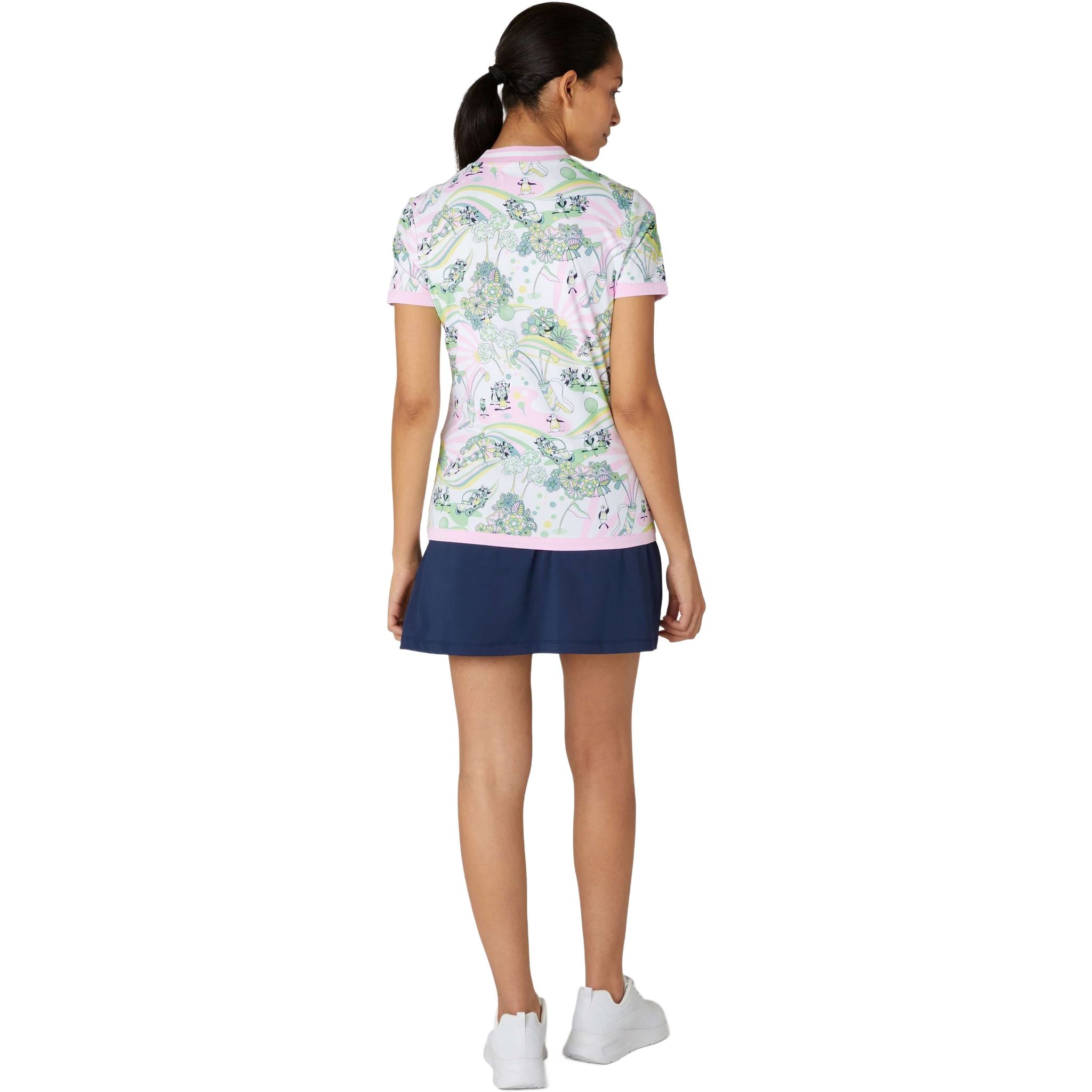 Polo da donna con zip stampata originale Penguin Groovy Pete