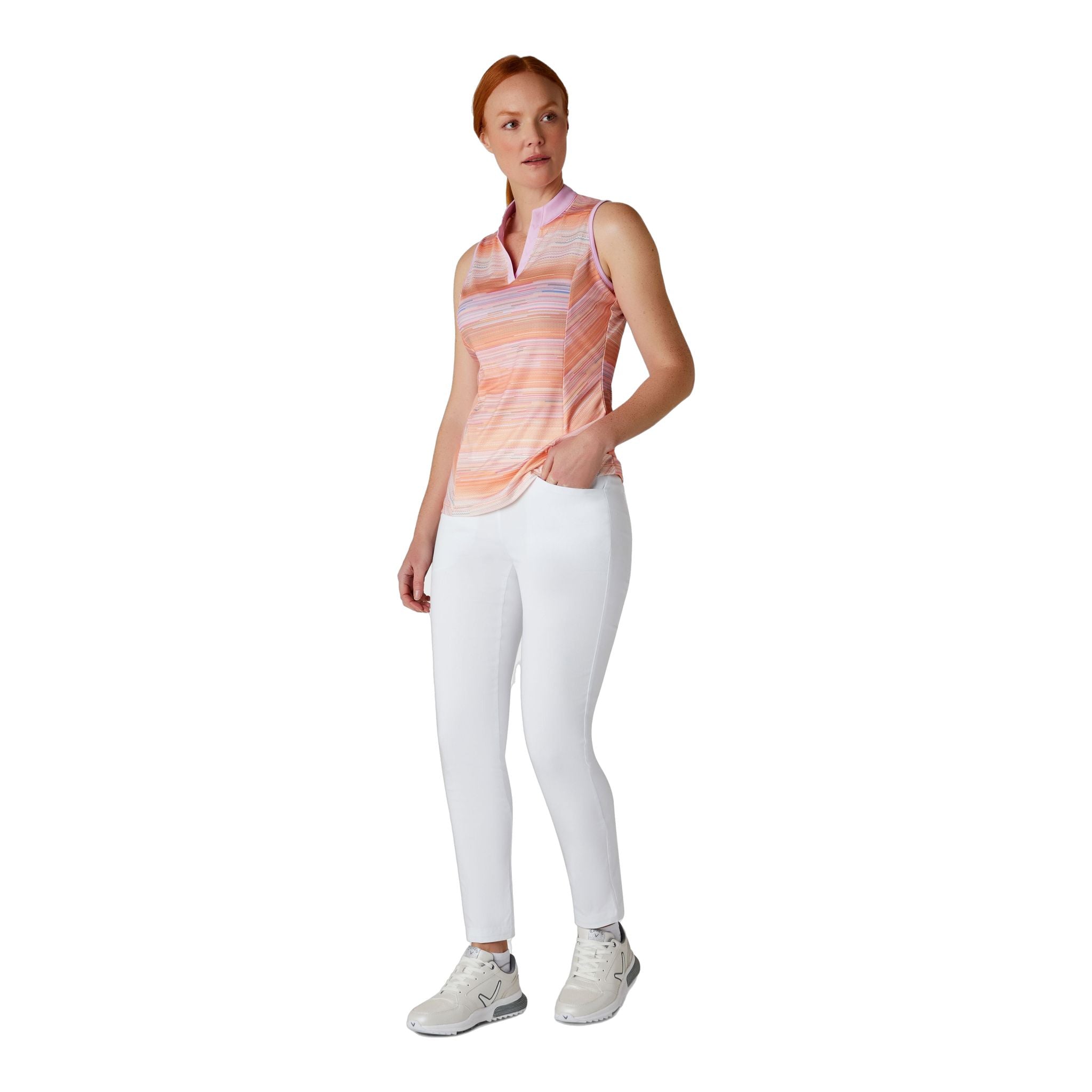 Callaway Striped Sleeveless Chev P Shirt Donna