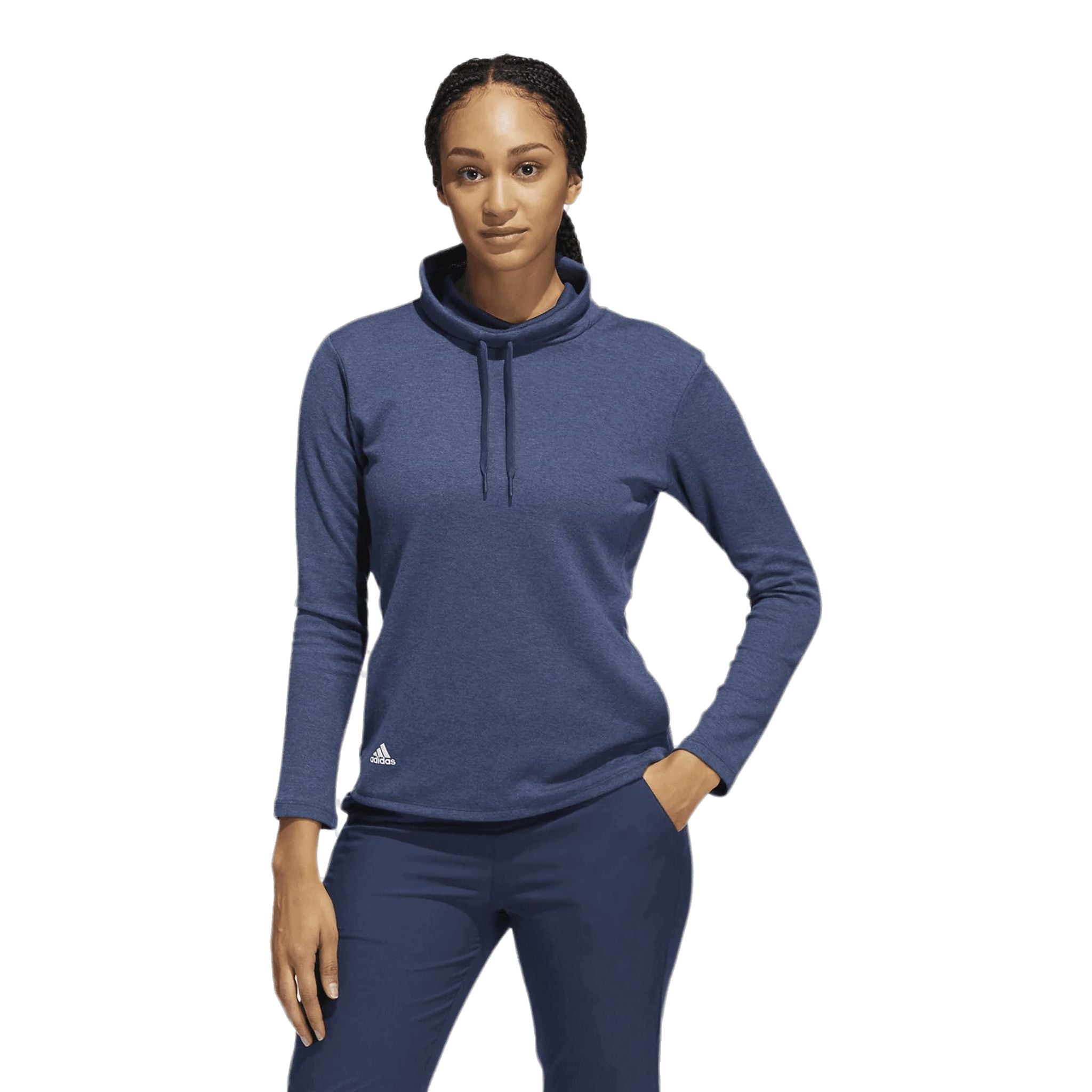 Adidas High Mock Golf Pullover Crew Navy Melange Da Donna Da Donna