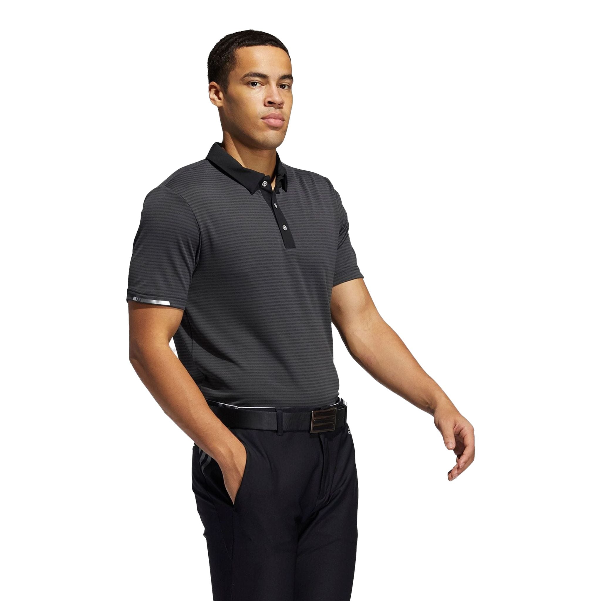 Adidas M Polo Heat Ready Microstripe Carbon Nero Uomo