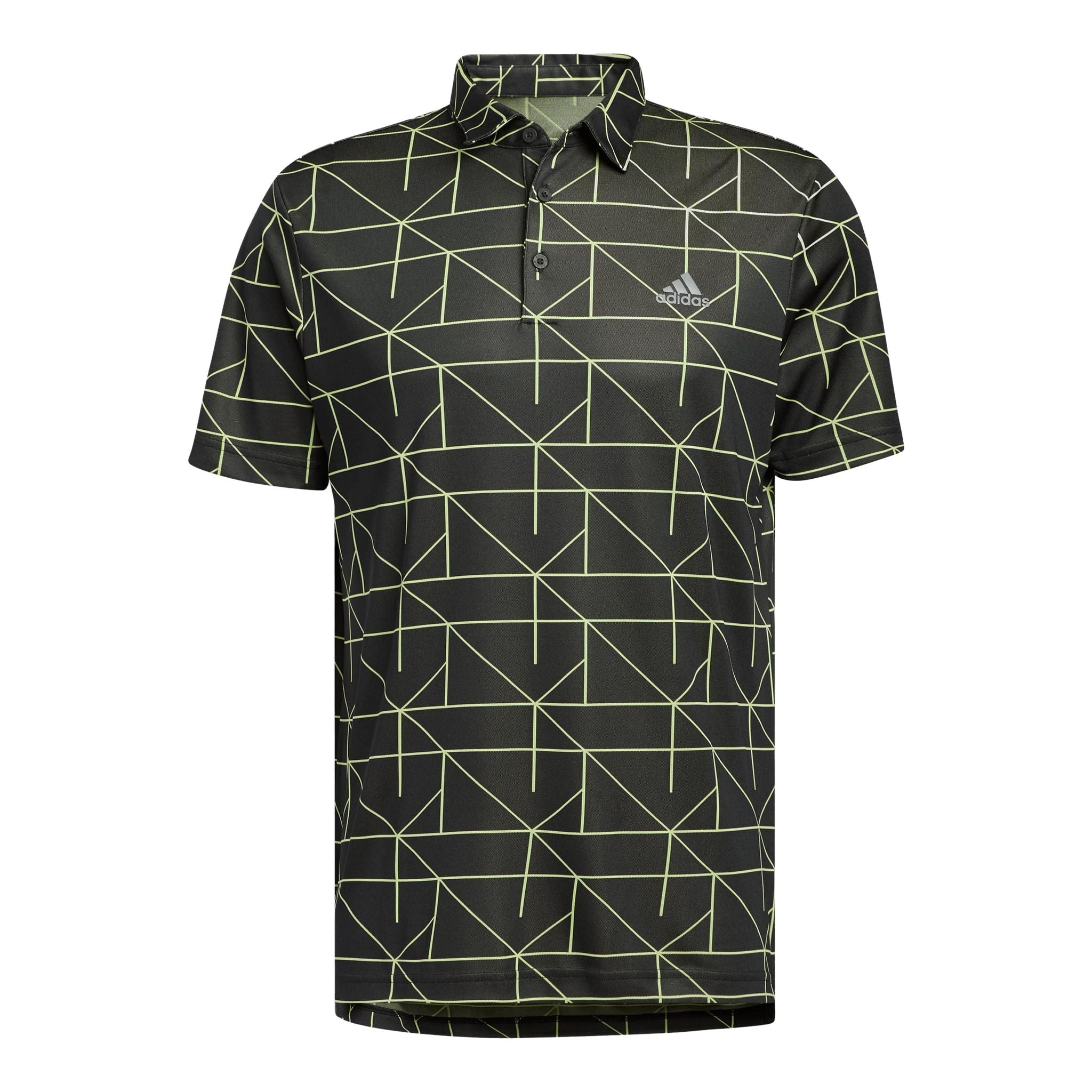 Adidas M Polo Jaquard Lines Nero/Lime Pulse Uomo