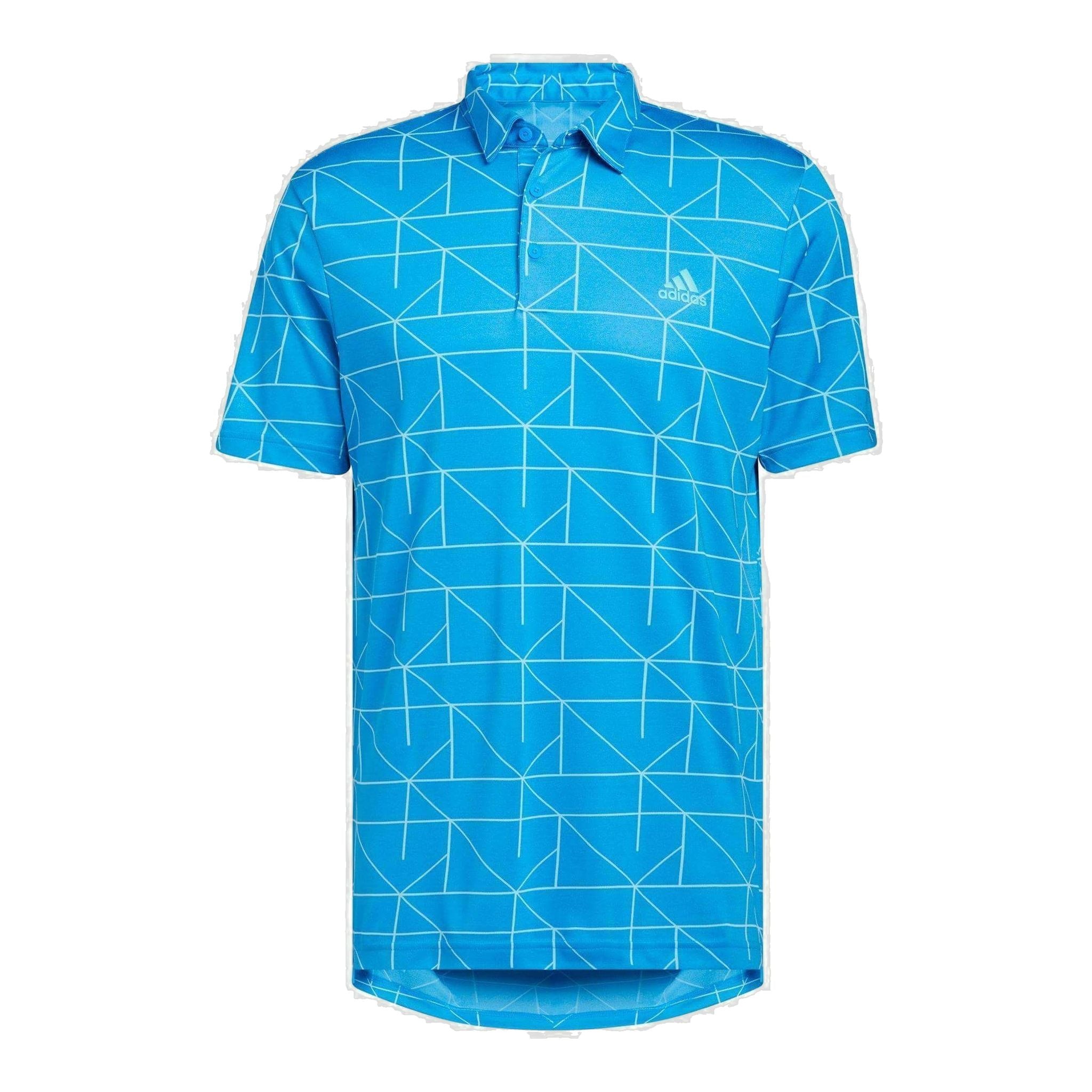 Adidas M Polo Jaquard Lines Blu Rush/Semi Mint Rush Uomo